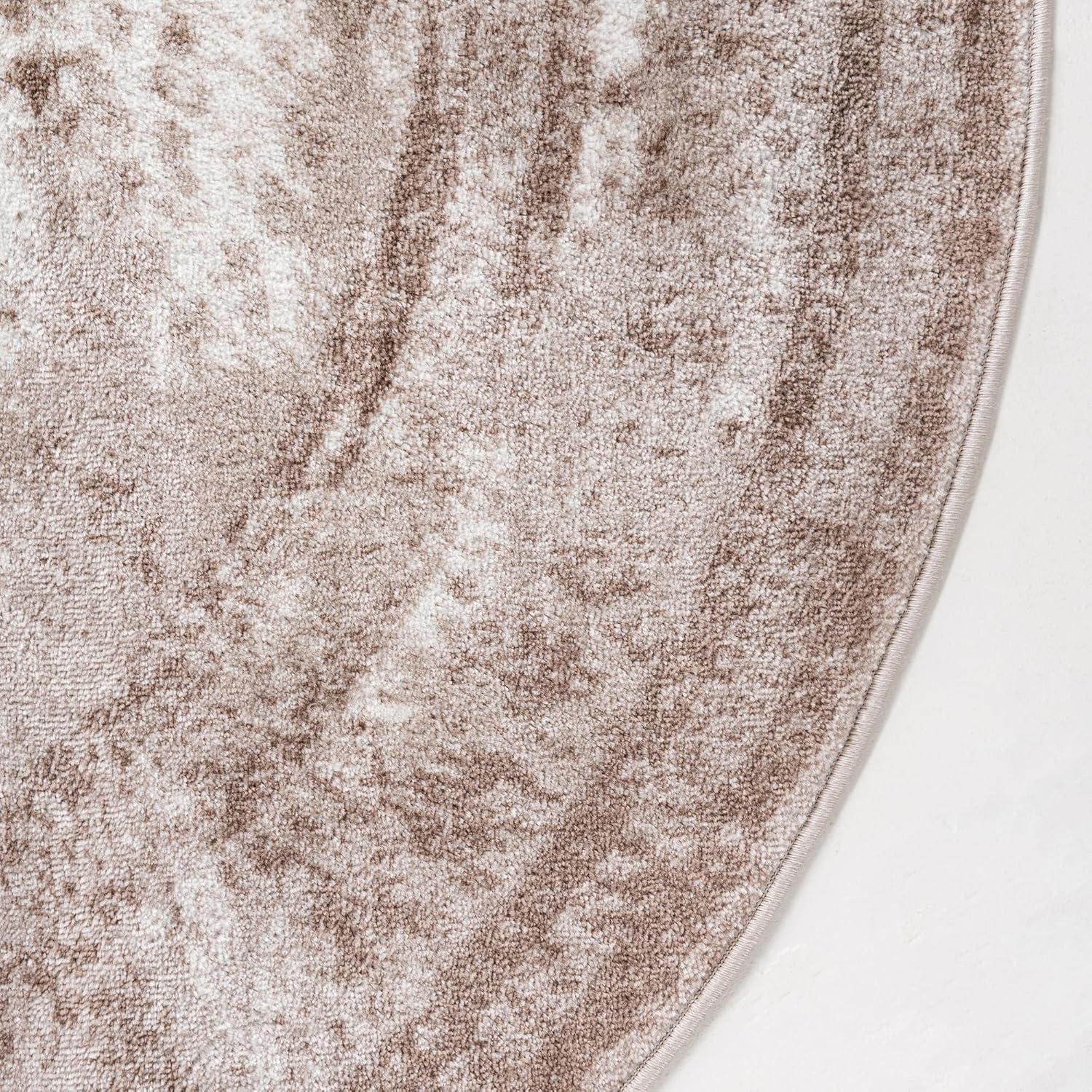 Rugs.com Monte Carlo Collection Rug – 5' Round Beige Medium Rug Perfect for Kitchens, Dining Rooms