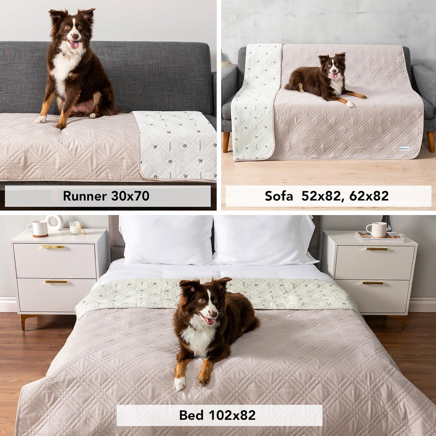 PetAmi Waterproof Dog Bed Couch Cover, Pet Cats Sofa Furniture Protector, Anti-Slip Soft Washable Blanket