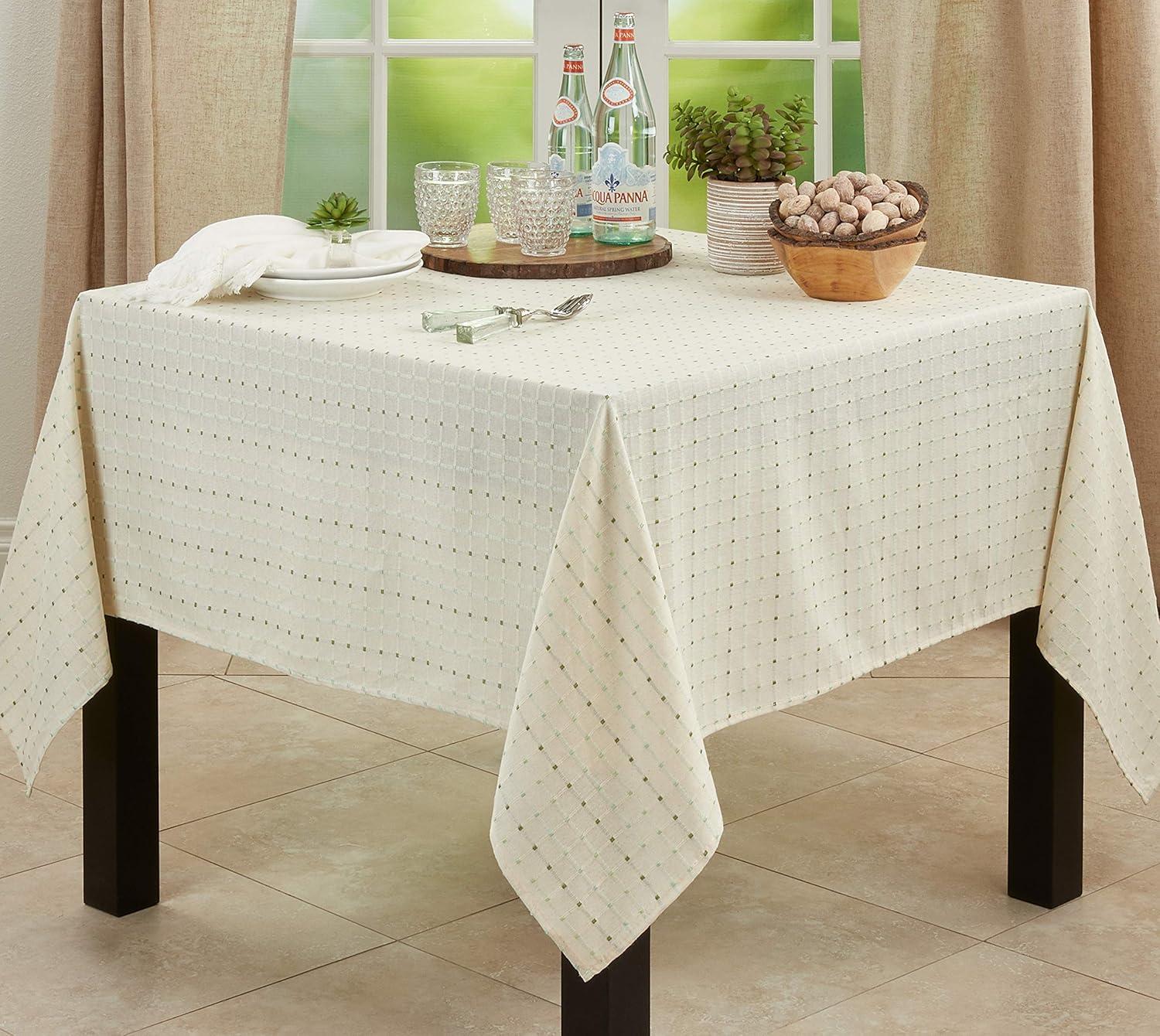 Saro Lifestyle Solid Color Tablecloth With Stitched Line Design