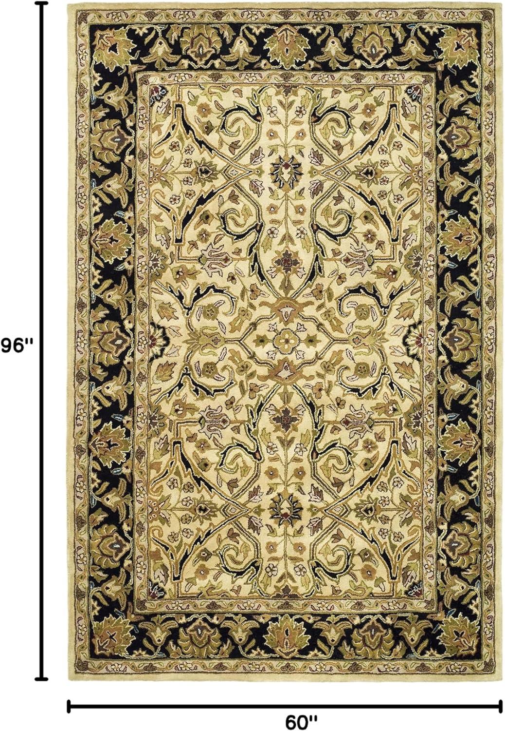 SAFAVIEH Heritage Oslo Traditional Wool Area Rug, Ivory/Black, 5' x 8'