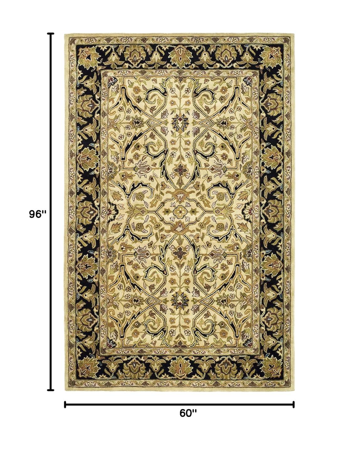 SAFAVIEH Heritage Oslo Traditional Wool Area Rug, Ivory/Black, 5' x 8'