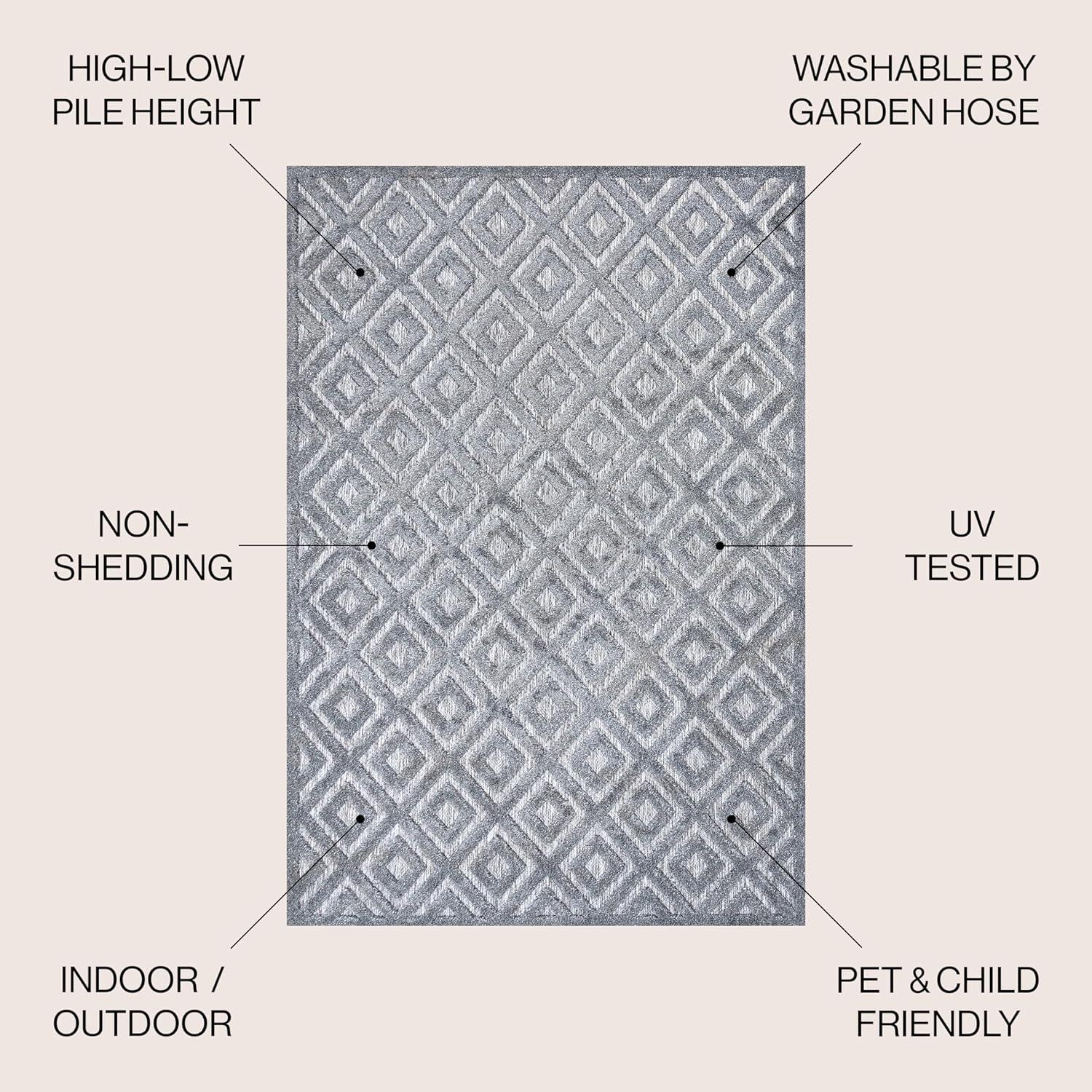 Portmany Neutral Diamond Trellis Indoor/Outdoor Area Rug - JONATHAN Y