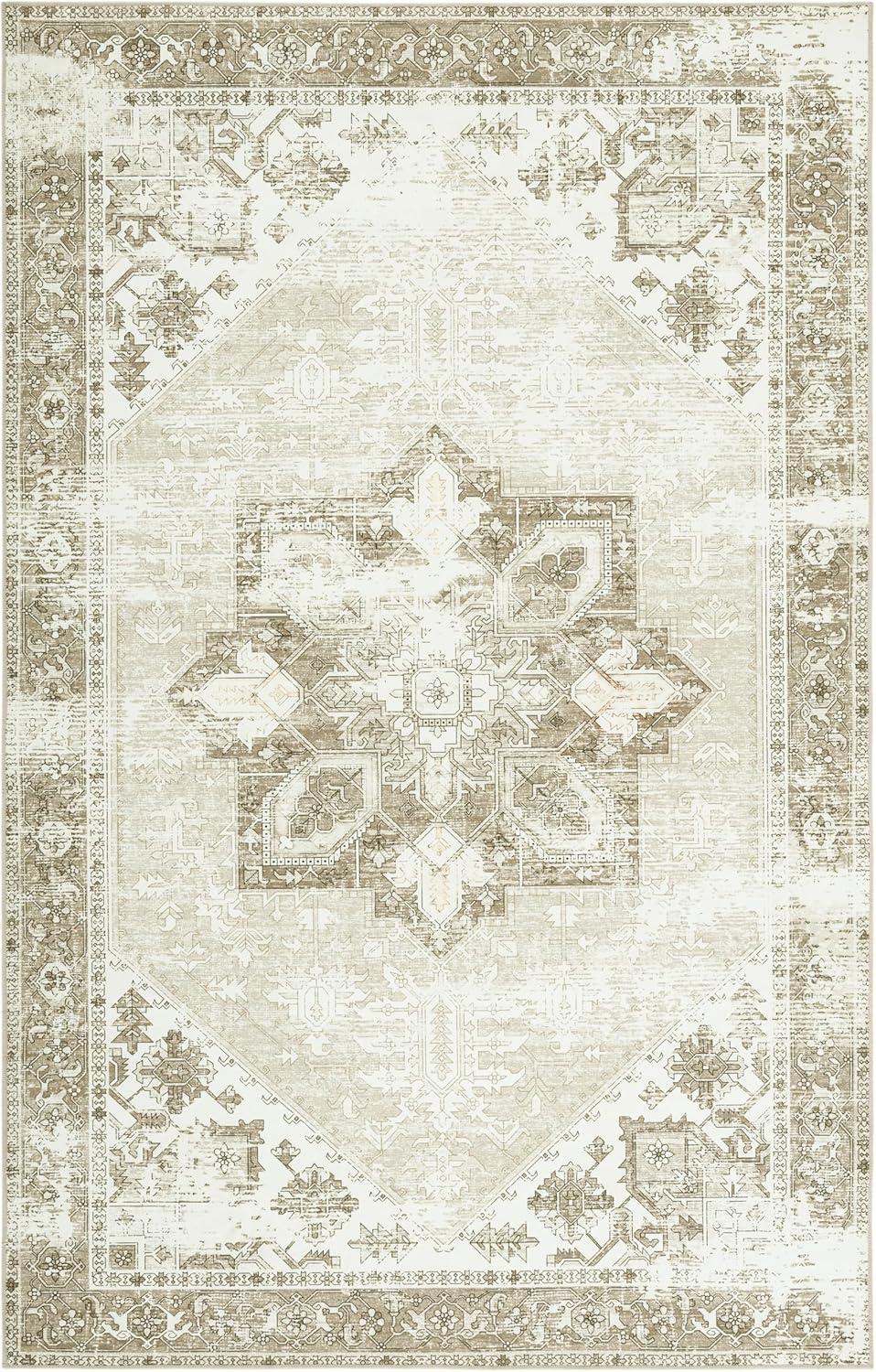 SAFAVIEH Tucson Jayla Traditional Machine Washable Area Rug, 3' x 5', Sage/Ivory