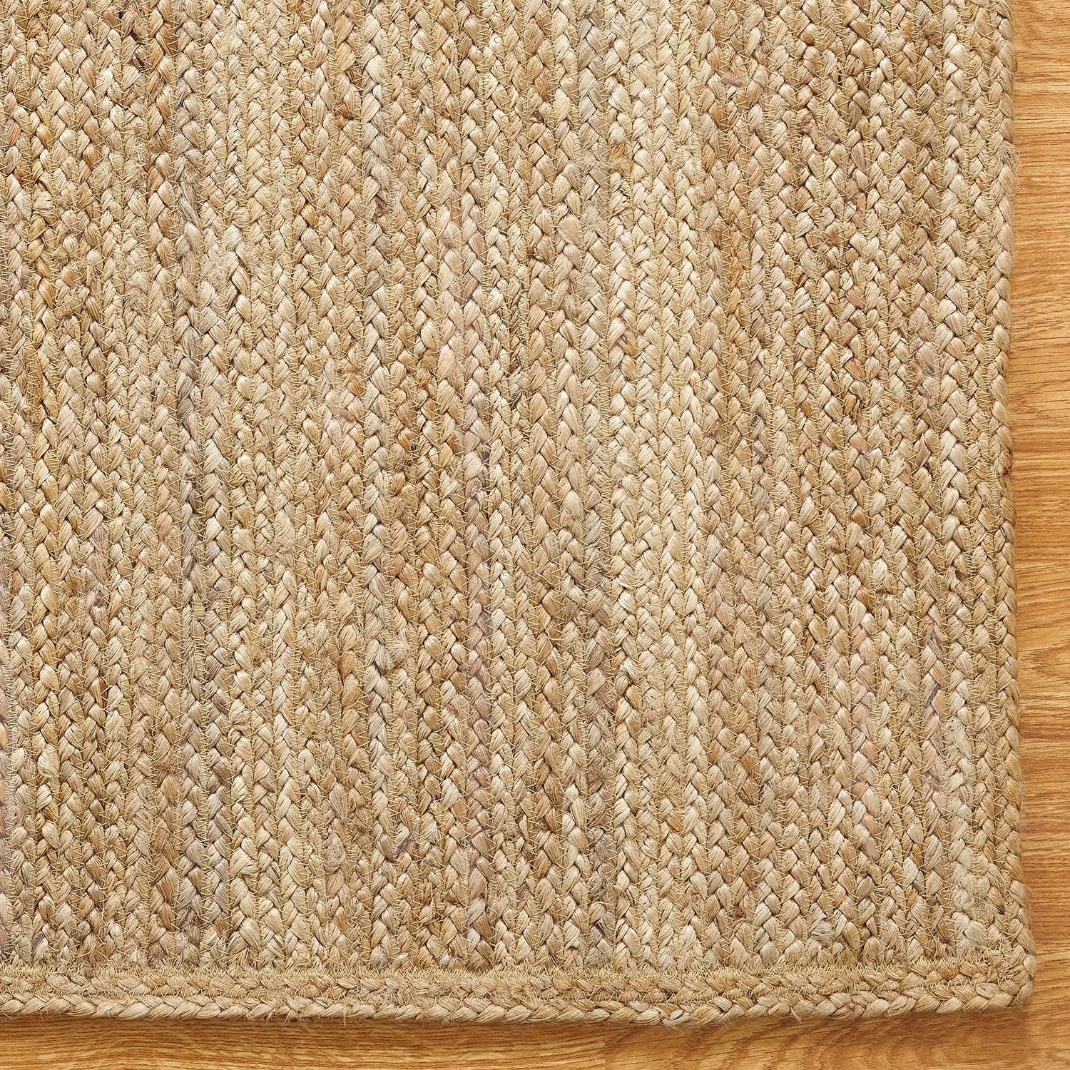 Superior Braided Jute Handwoven Area Rug 4' x 6', Indoor Outdoor Rugs, Natural Tan