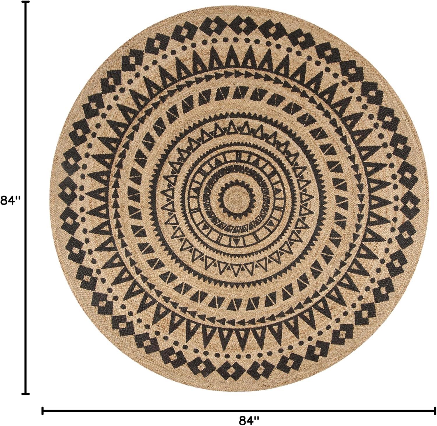 Natural Fiber NF802 Hand Woven Indoor Area Rug - Black/Natural - 7' Round - Safavieh