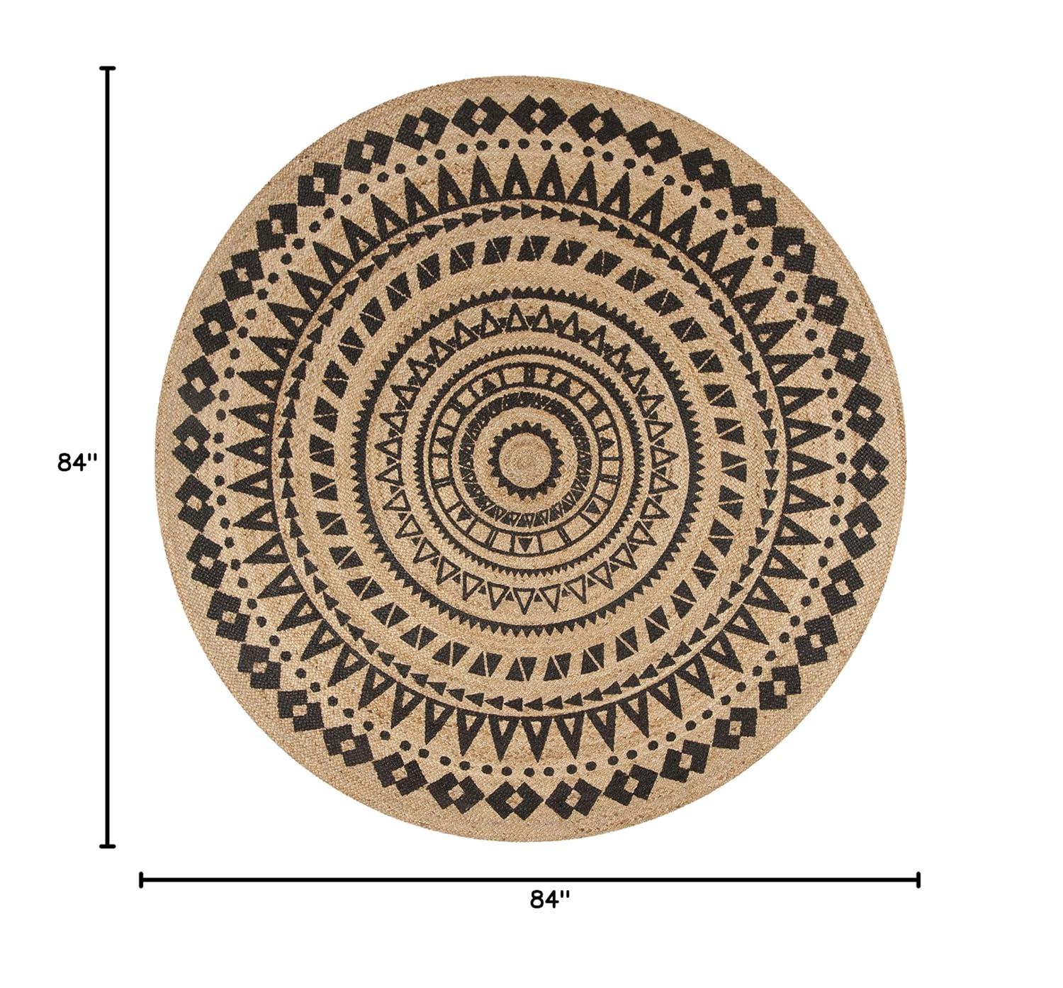 Natural Fiber NF802 Hand Woven Indoor Area Rug - Black/Natural - 7' Round - Safavieh