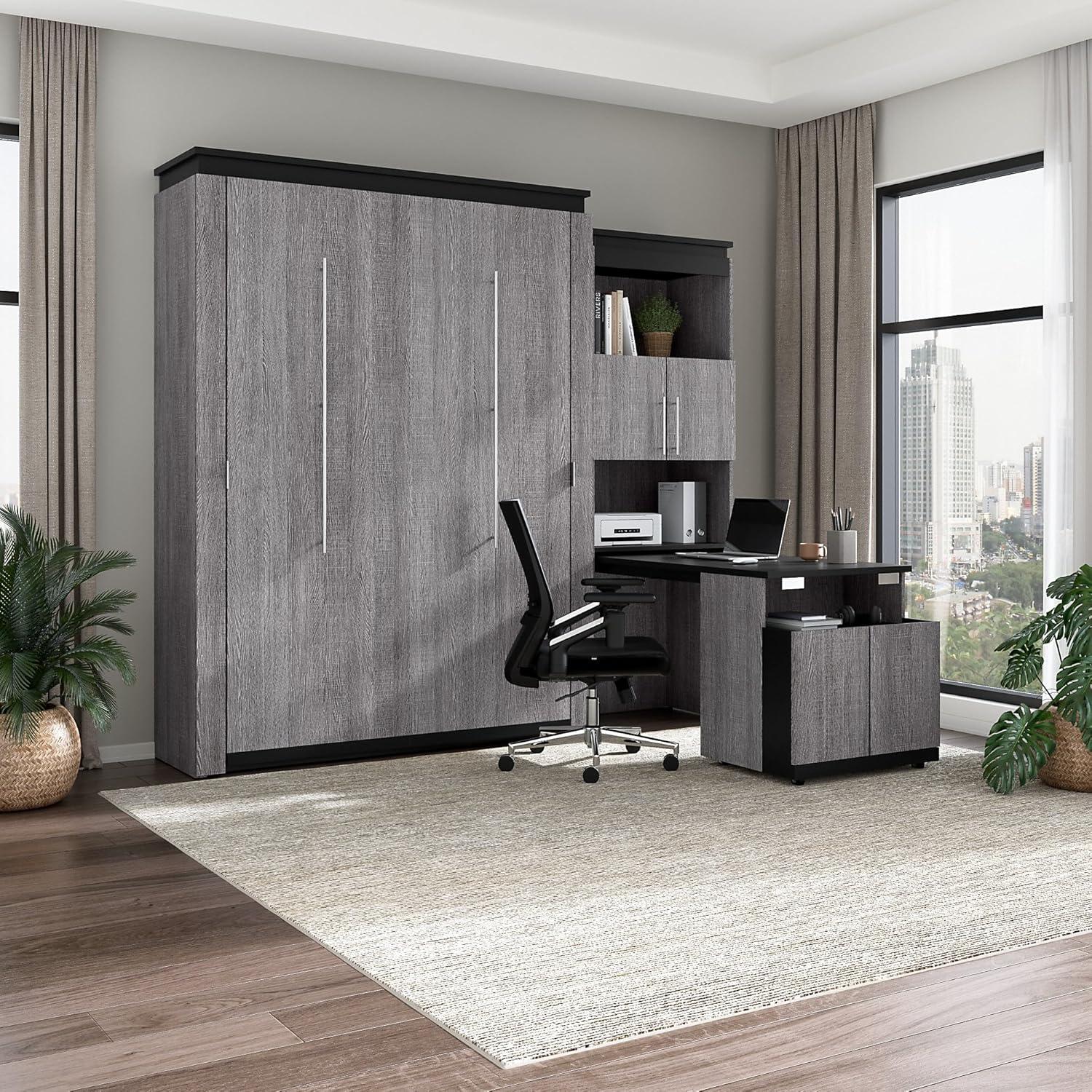 Mercury Row® Armiead Murphy Bed with Shelves and Pull-Out out Dewsk