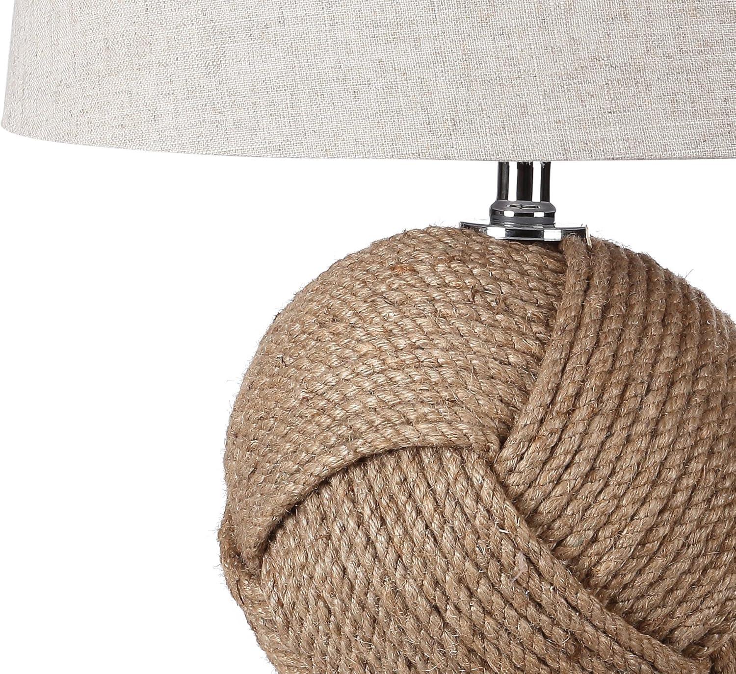 Monkey's Fist 24" Knotted Rope Coastal Table Lamp with Flax Shade