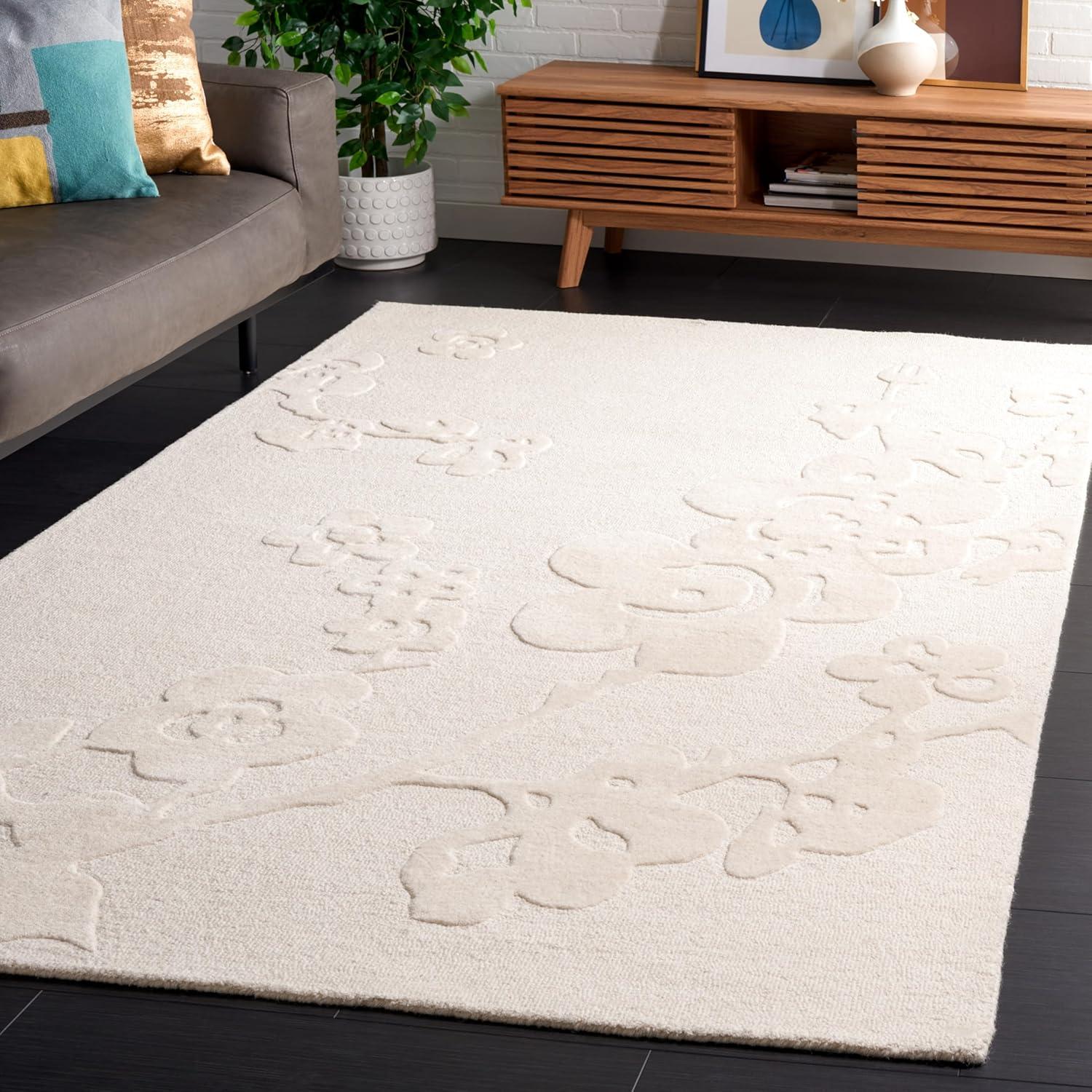 Ebony EBN504 Hand Tufted Area Rug - Ivory - 4'x6' - Safavieh.