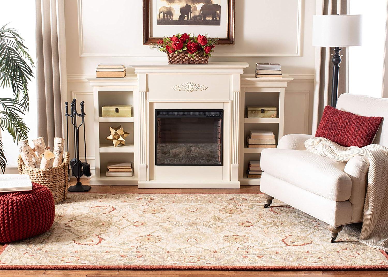 Anatolia AN512 Hand Tufted Indoor Area Rug - Beige/Rust - 5'x8' - Safavieh