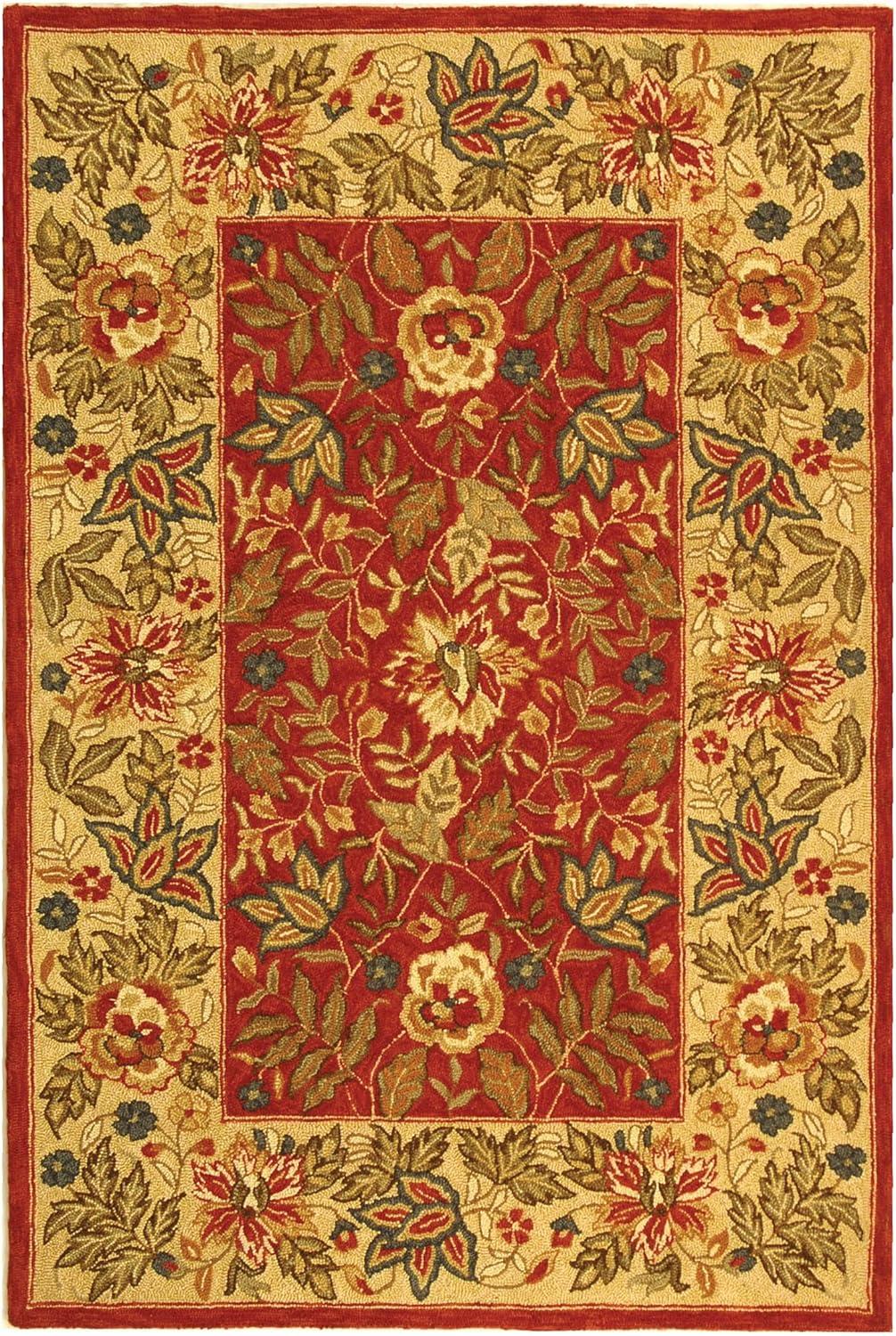 Chelsea HK140 Hand Hooked Area Rug - Red/Ivory - 3'9"x5'9" - Safavieh.