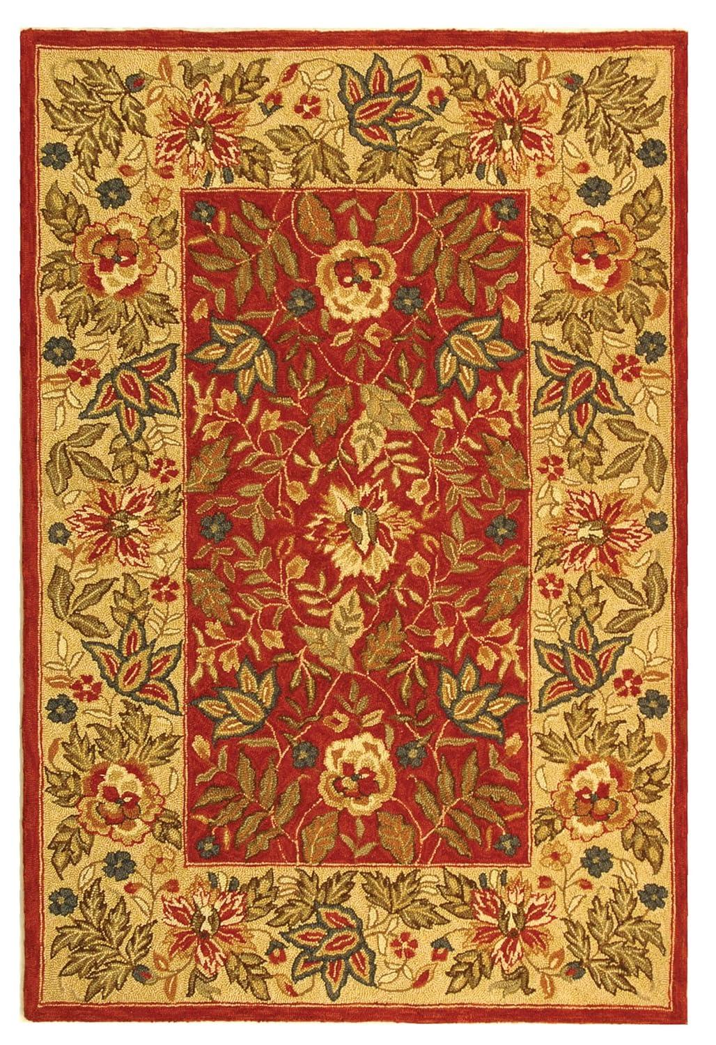 Chelsea HK140 Hand Hooked Area Rug - Red/Ivory - 3'9"x5'9" - Safavieh.