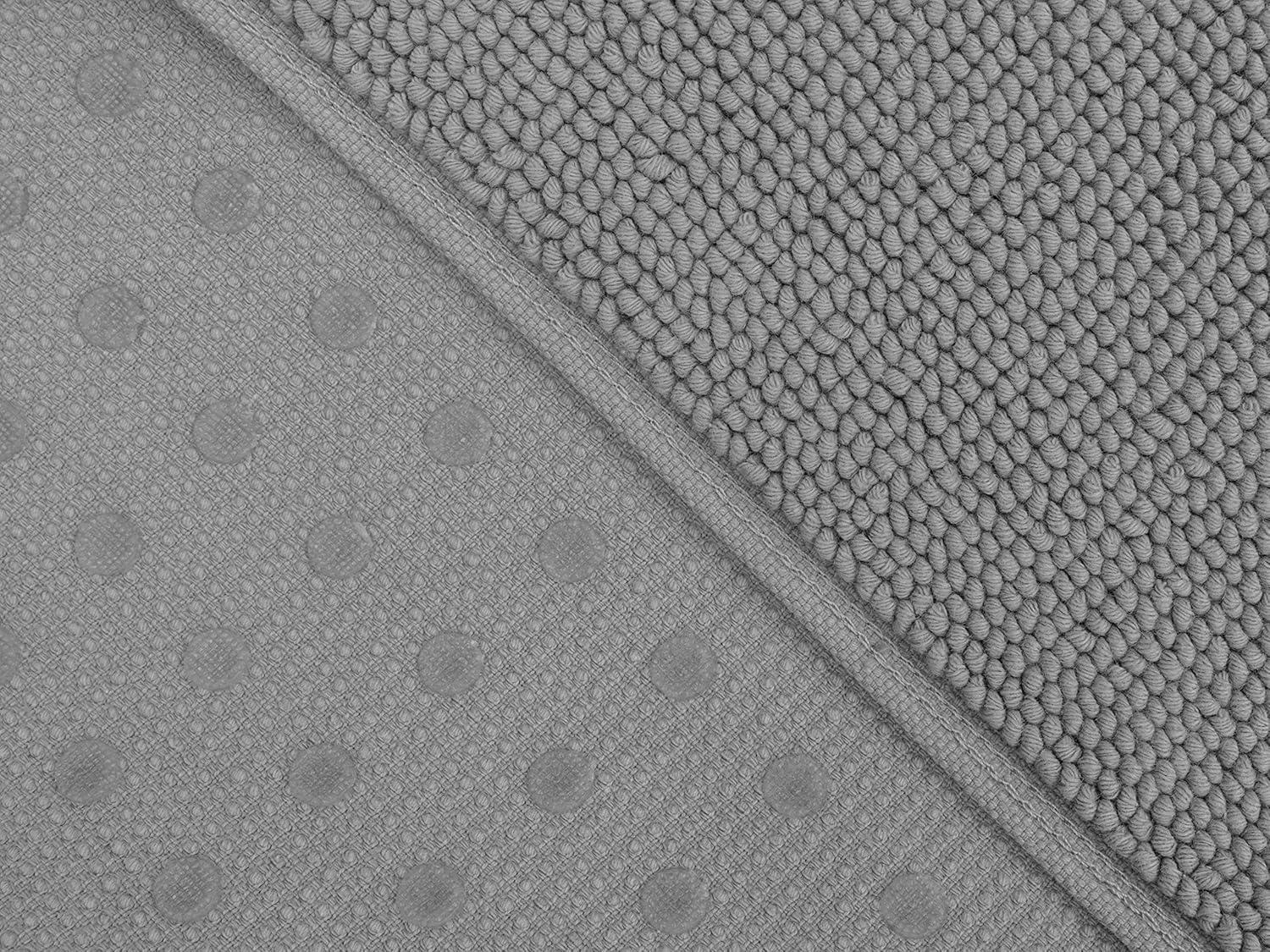 American Soft Linen 100% Cotton Bath Mat Rugs, 20x34 inches Slip Resistant Bottom Base Bath Mats for Bathroom, Rockridge Grey