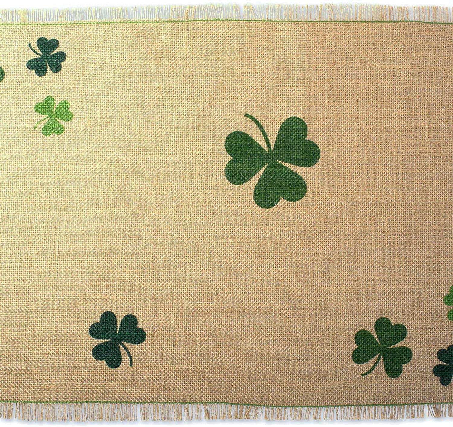 DII Shamrock Printed Jute Table Runner 14x74"
