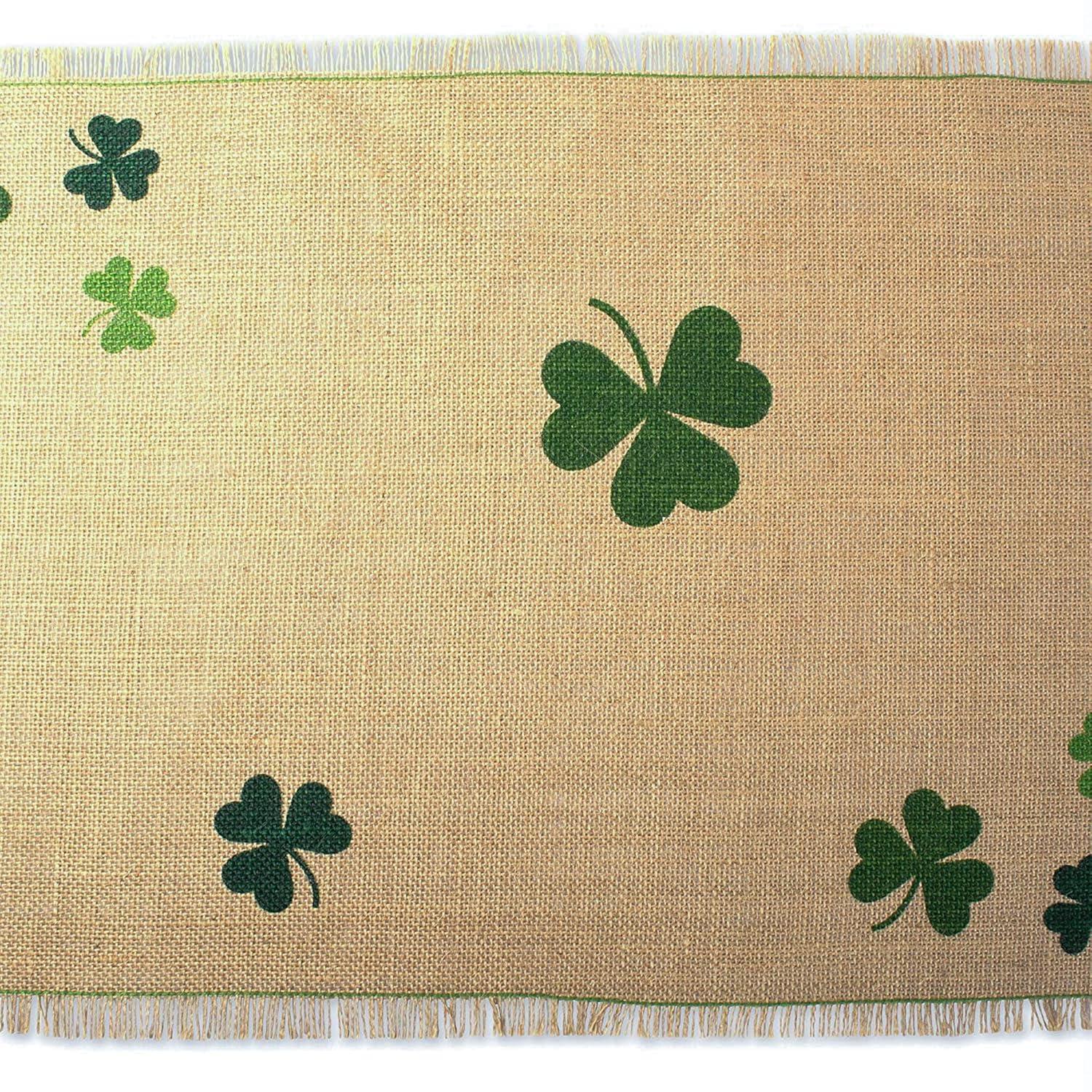 DII Shamrock Printed Jute Table Runner 14x74"