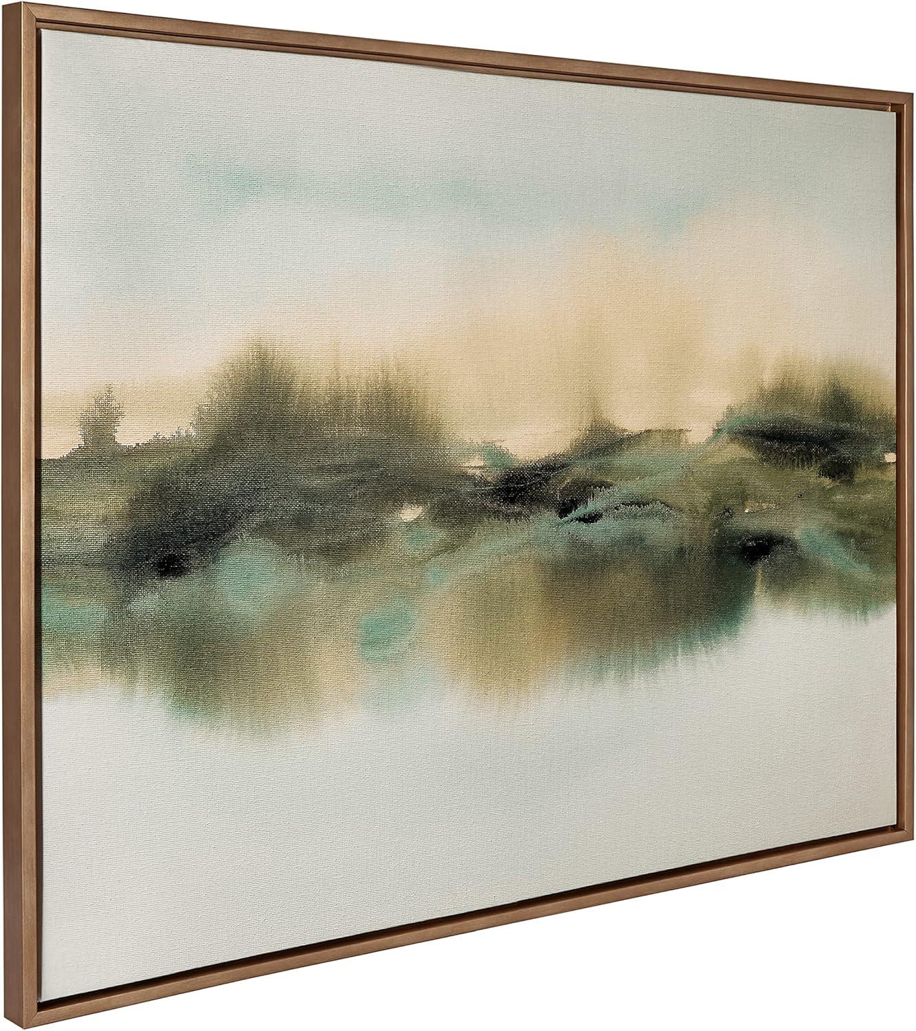 28" x 38" Sylvie Tranquil Meadows Framed Canvas by Amy Lighthall Gold - Kate & Laurel All Things Decor: Rustic Digital Art, Plastic Frame