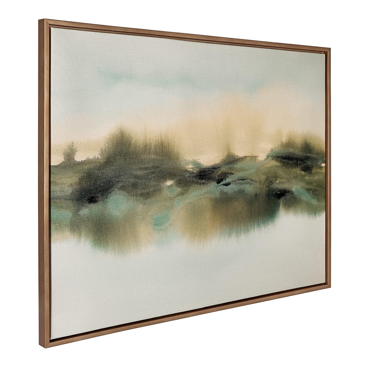 28" x 38" Sylvie Tranquil Meadows Framed Canvas by Amy Lighthall Gold - Kate & Laurel All Things Decor: Rustic Digital Art, Plastic Frame