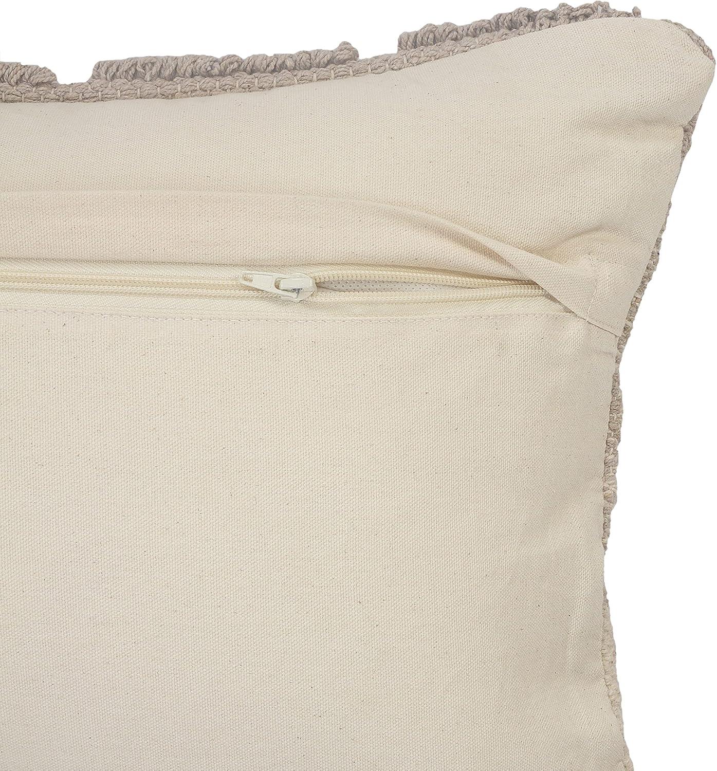 Ox Bay 18" x 18" Hand-Woven Cream/ Tan Geometric Organic Cotton Pillow Cover