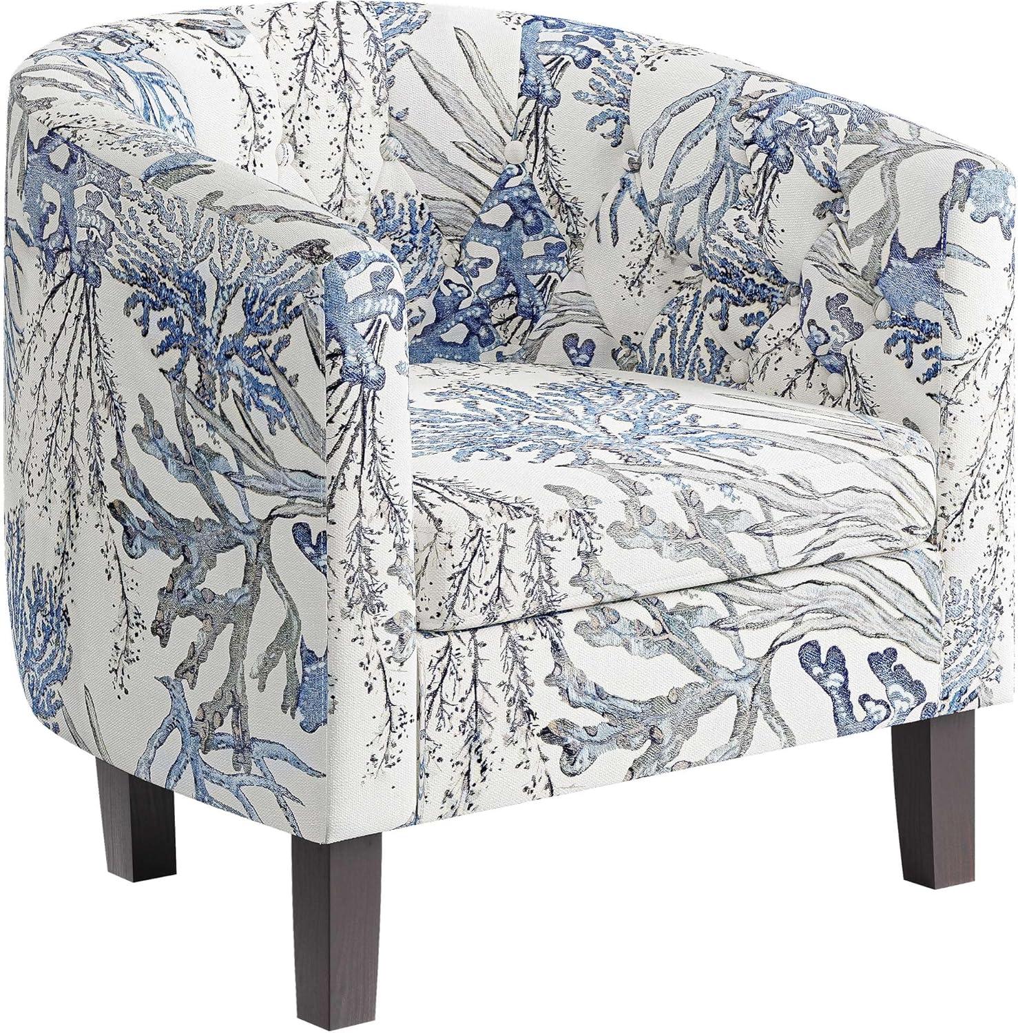 Blue Coral Barrel Accent Chair with Manufactured Wood Frame