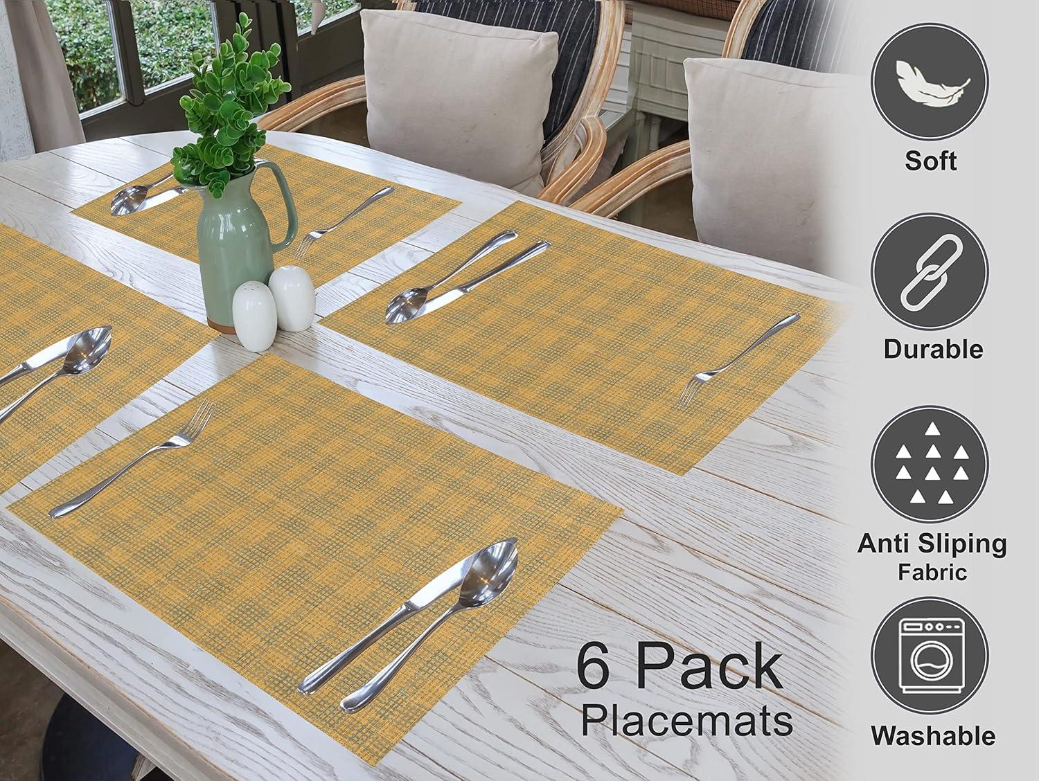 Ruvanti Dining Table Rectangle Placemats 100% Cotton Multi Pattern 13x19 Inches (Set of 6)