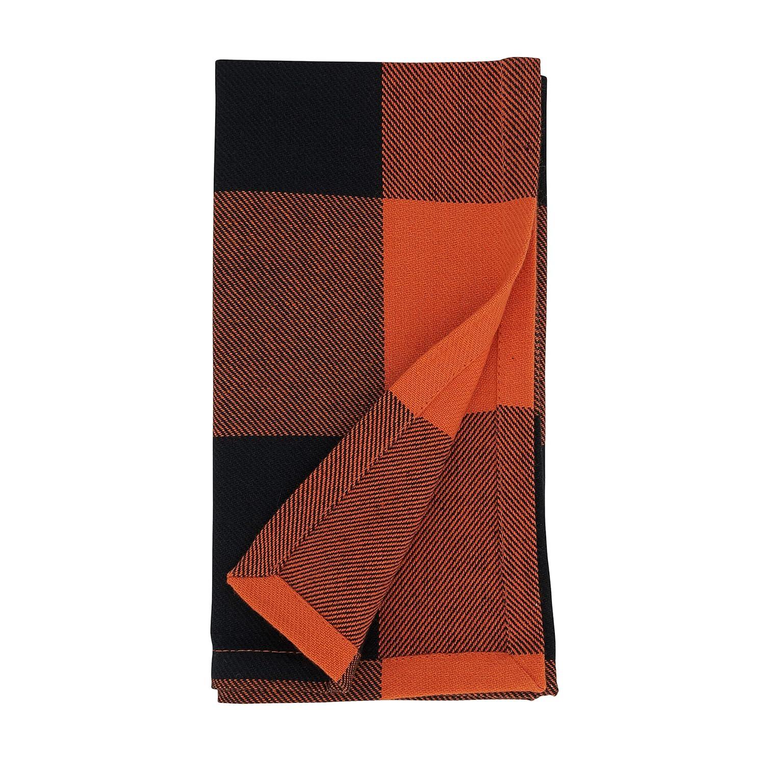 Saro Harvest Buffalo Plaid Collection 100% Cotton Plaid Square Napkin (Set of 4)