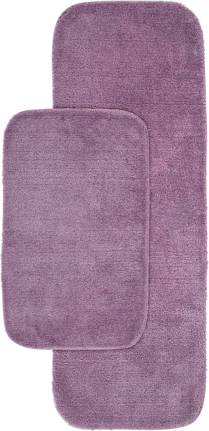 2pc Traditional Nylon Washable Bathroom Rug Set Purple - Garland Rug: Machine Made, Tufted, Latex Backing
