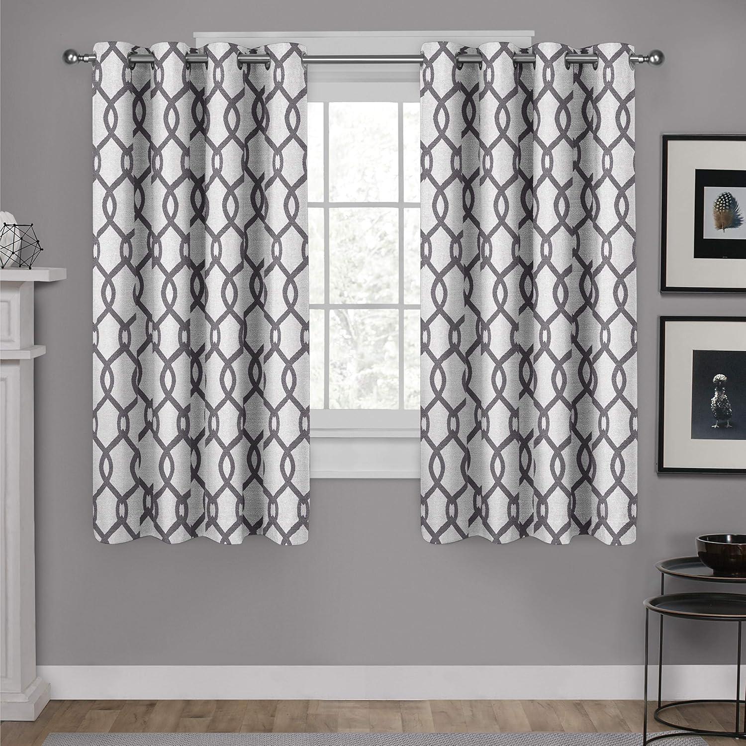 Set of 2 63"x54" Kochi Linen Blend Grommet Top Window Curtain Panel Black Pearl - Exclusive Home