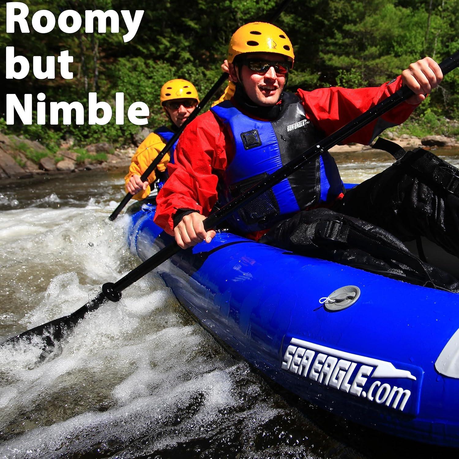 Sea Eagle 420X Explorer Inflatable Kayak- Fishing, Touring, Camping, Exploring & White Watering-Self Bailing, Removable Skeg, Drop Stitch Floor- Deluxe Package