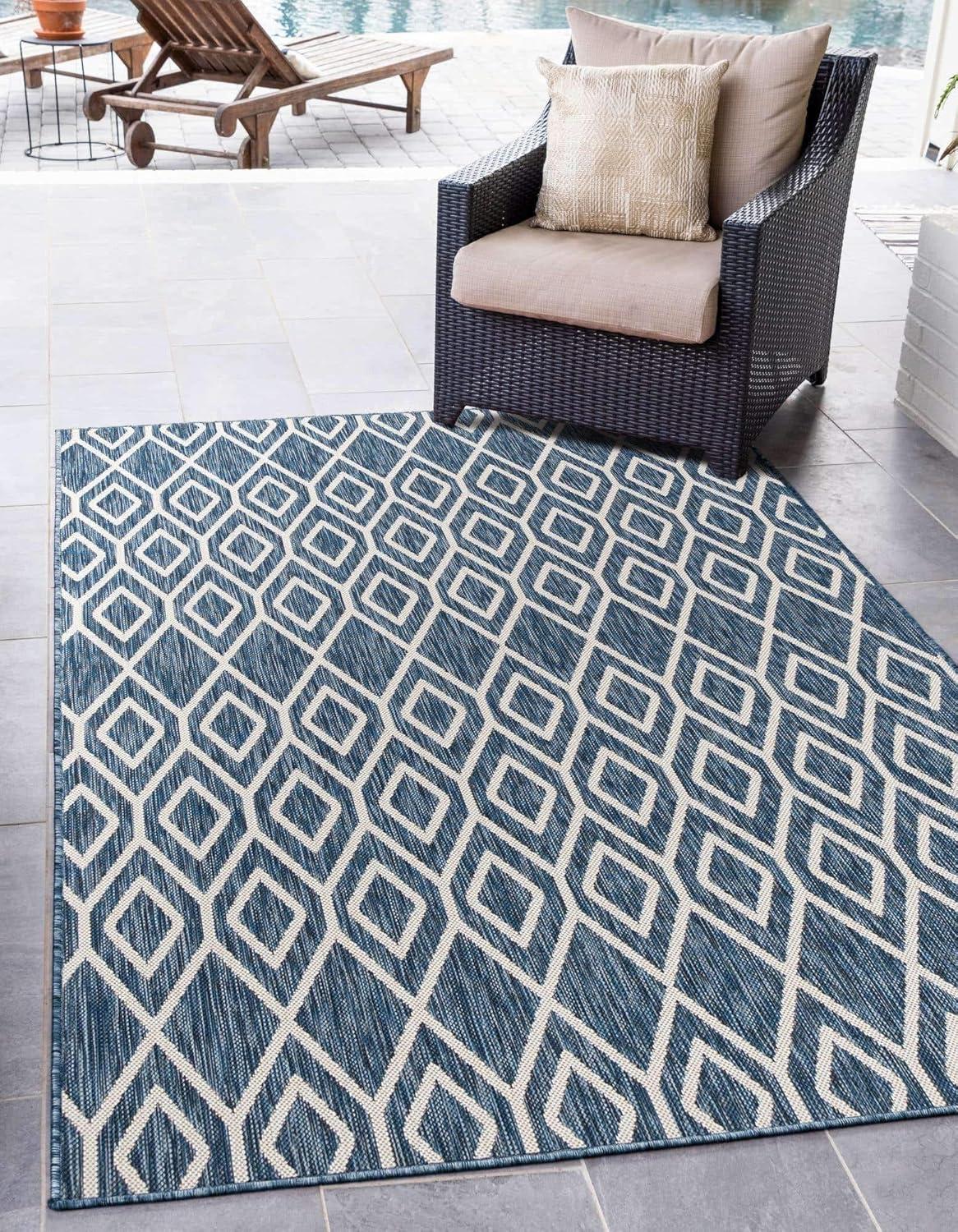 Jill Zarin Outdoor Collection Area Rug - Turks and Caicos (5' 3" x 8' Rectangle Blue/Ivory)