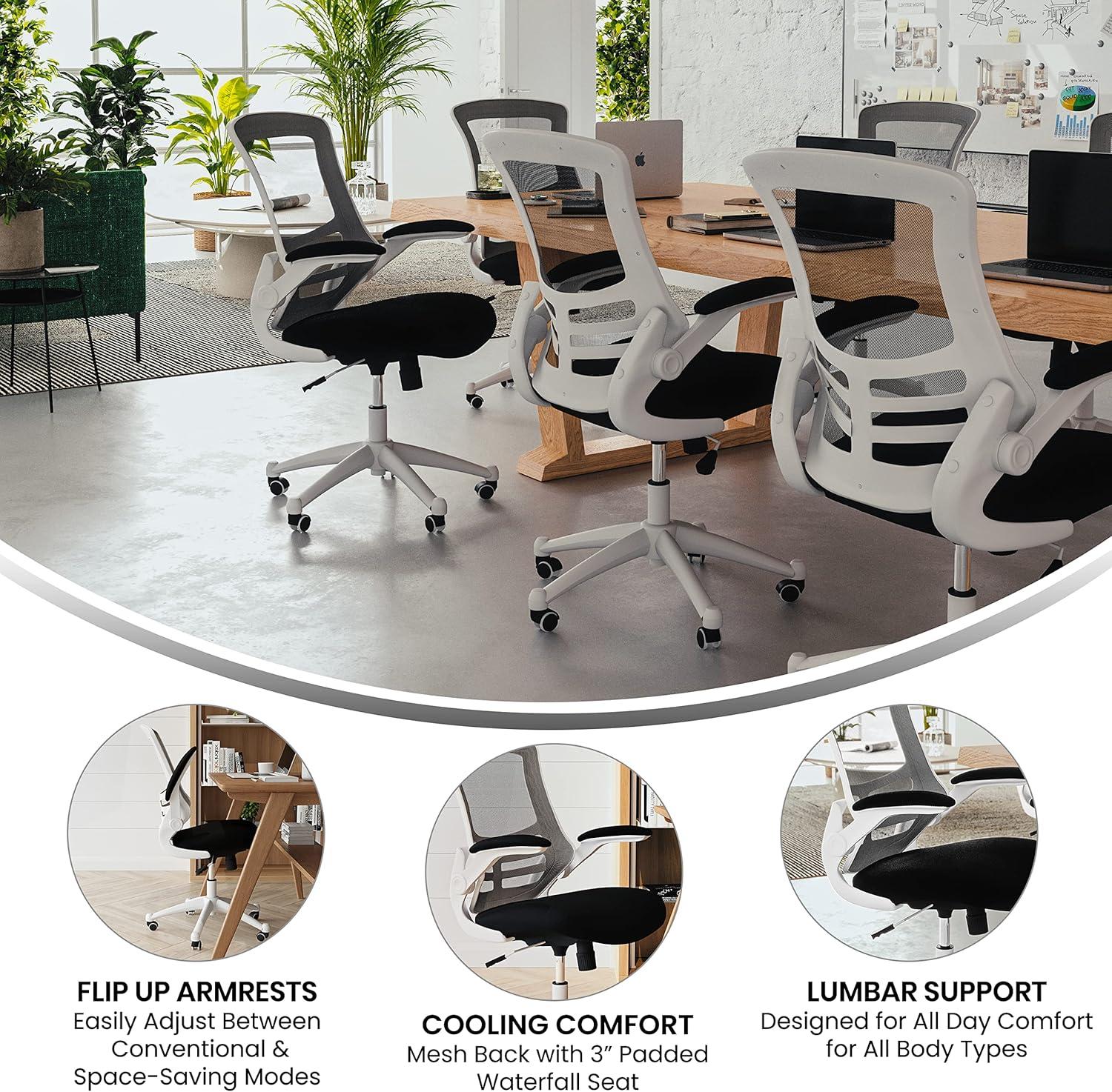 Flash Furniture Mid-Back Mesh Swivel Ergonomic Task Office Chair with Flip-Up Arms