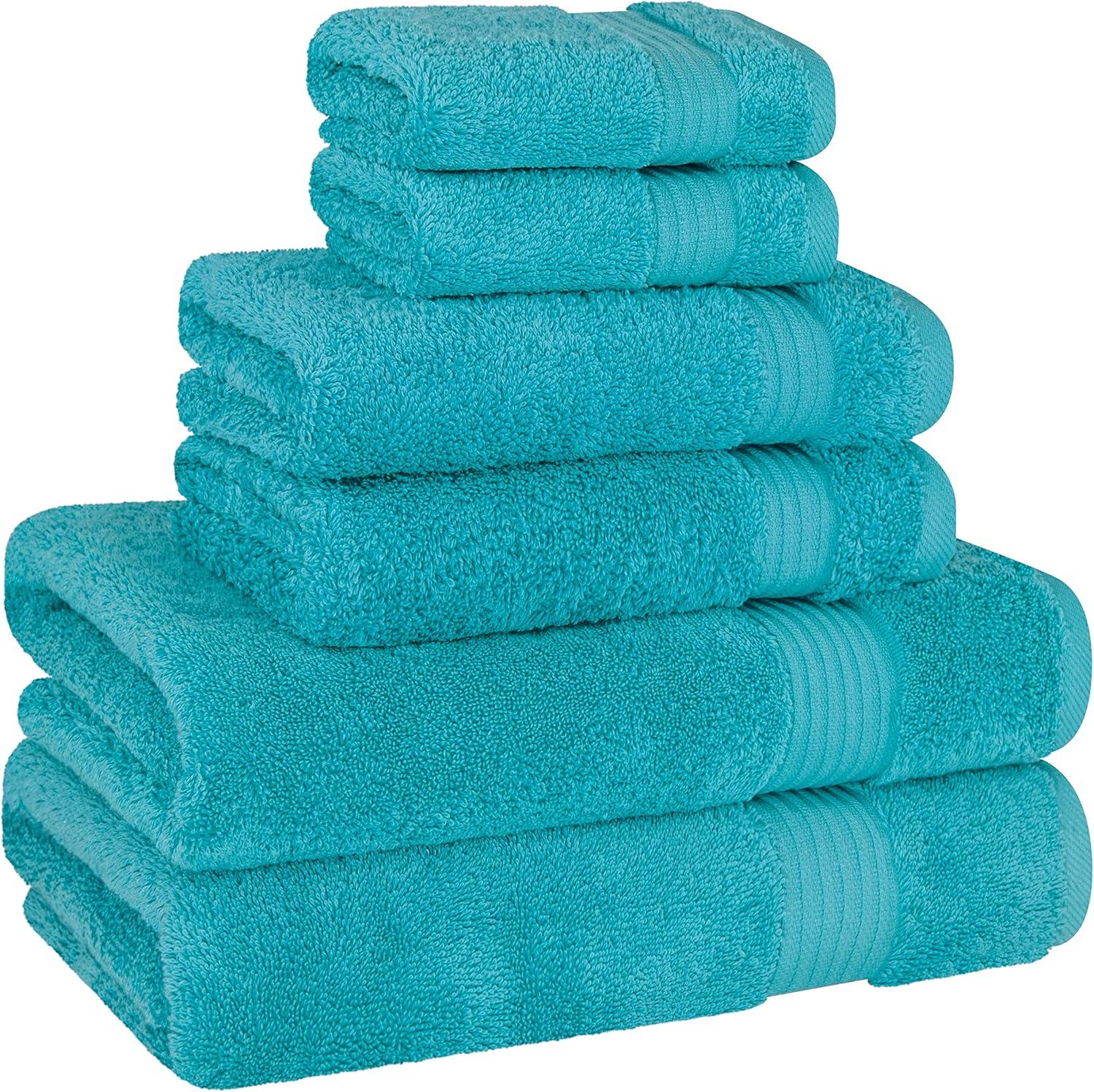 American Soft Linen Turkish Premium Quality 100% Cotton 6 Piece Towel Set, Soft Absorbent Quick Dry Bath Towels for Bathroom