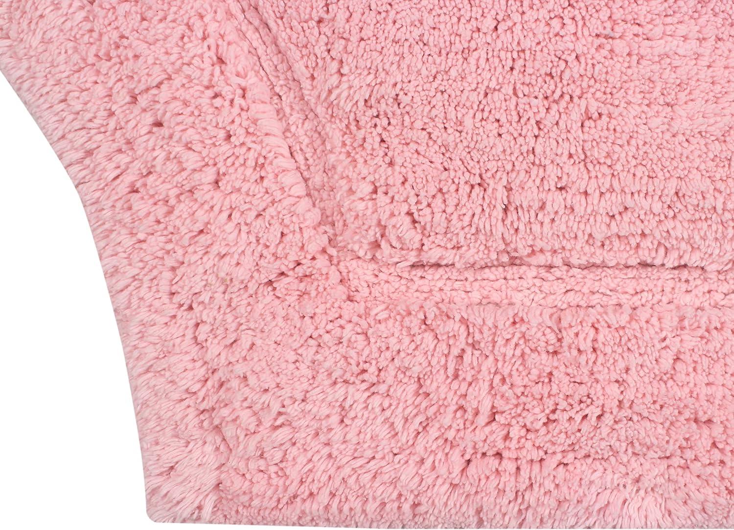 Pink Cotton Tufted Non-Slip Bath Rug Set