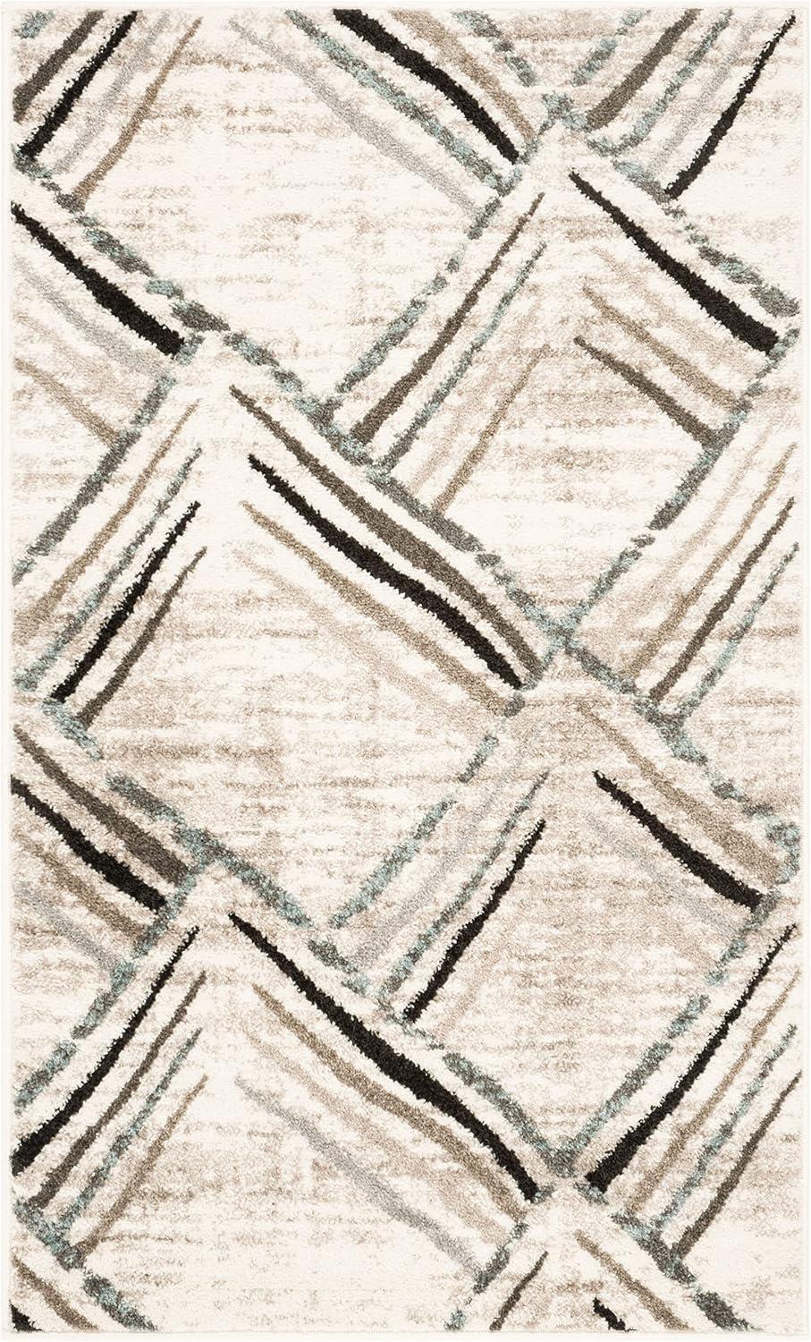 SAFAVIEH Amsterdam Ravenna Geometric Diamonds Area Rug, Cream/Charcoal, 3' x 5'