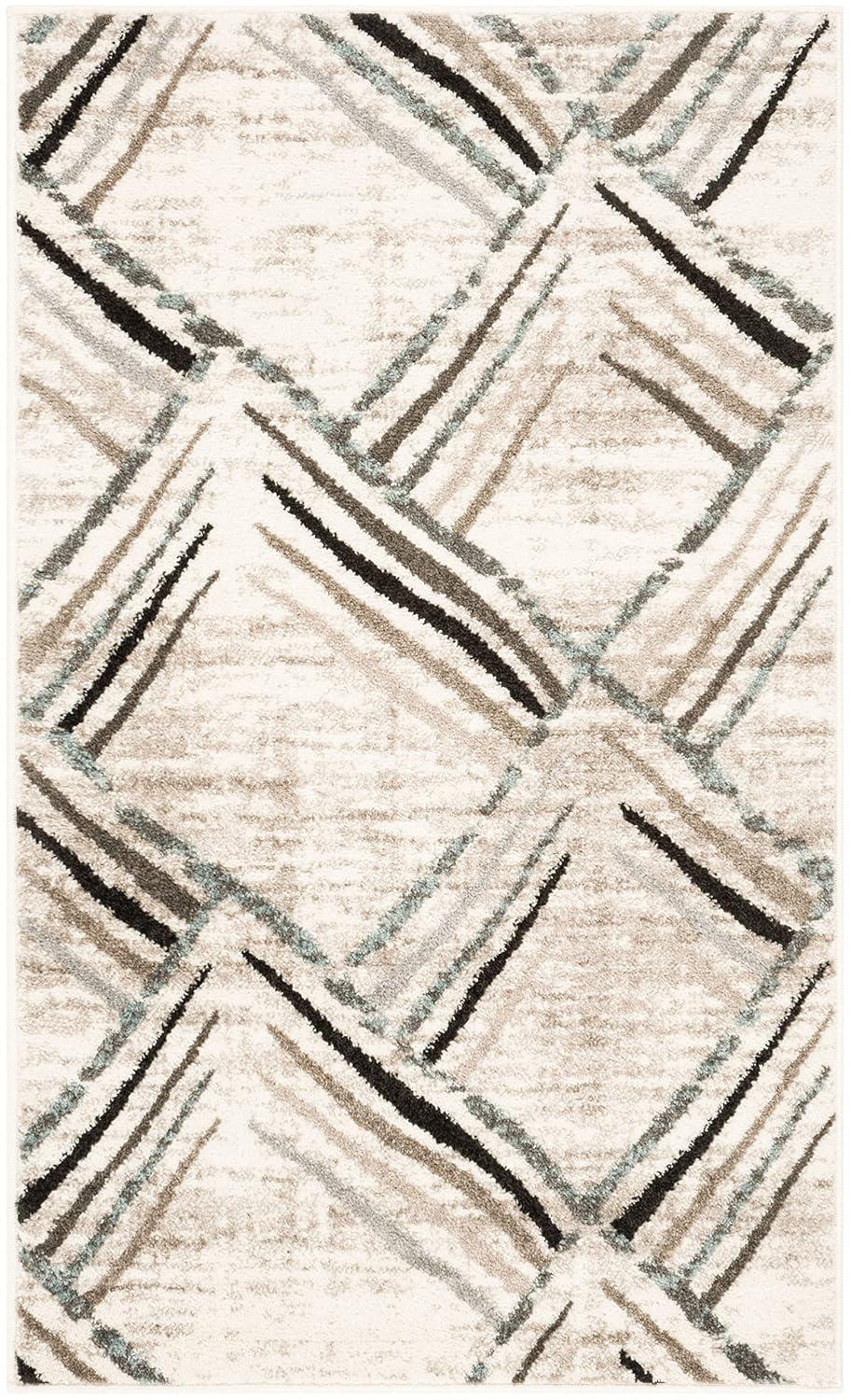 Amsterdam AMS112 Power Loomed Indoor Accent Rug - Cream/Charcoal - 3'x5' - Safavieh