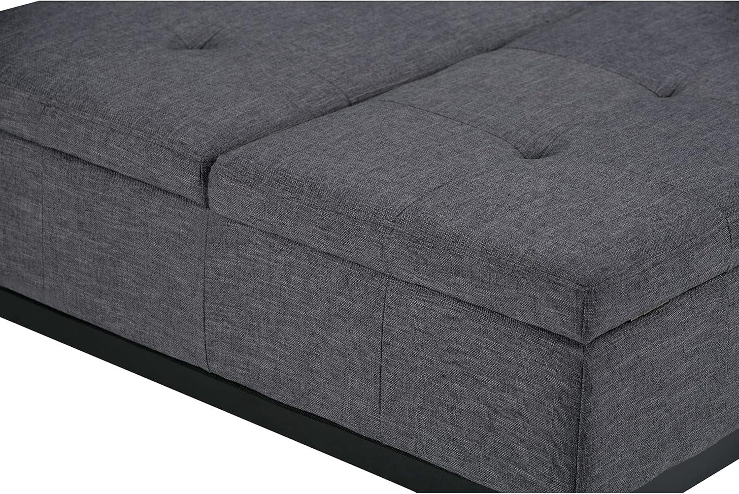 Simpli Home Dover 36"W Upholstered Square Coffee Table Storage Ottoman with Split Tufted Lift Top