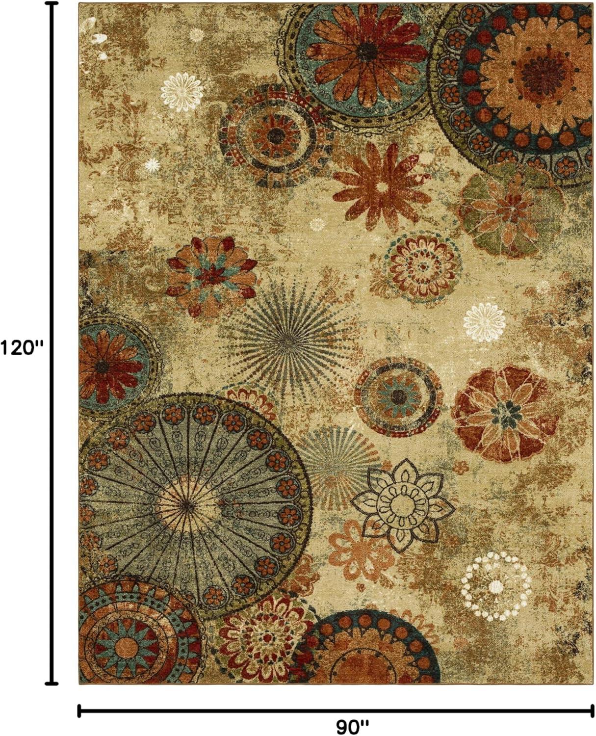 Mohawk Home Strata Caravan Medallion Multi Printed Area Rug, 7'6"x10', Tan & Orange