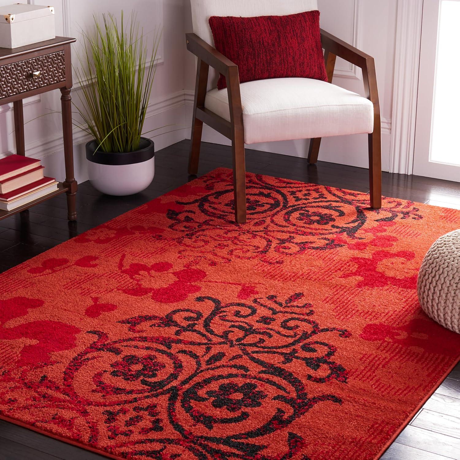 SAFAVIEH Adirondack Hortense Floral Area Rug, Red/Black, 4'5" x 6'5"