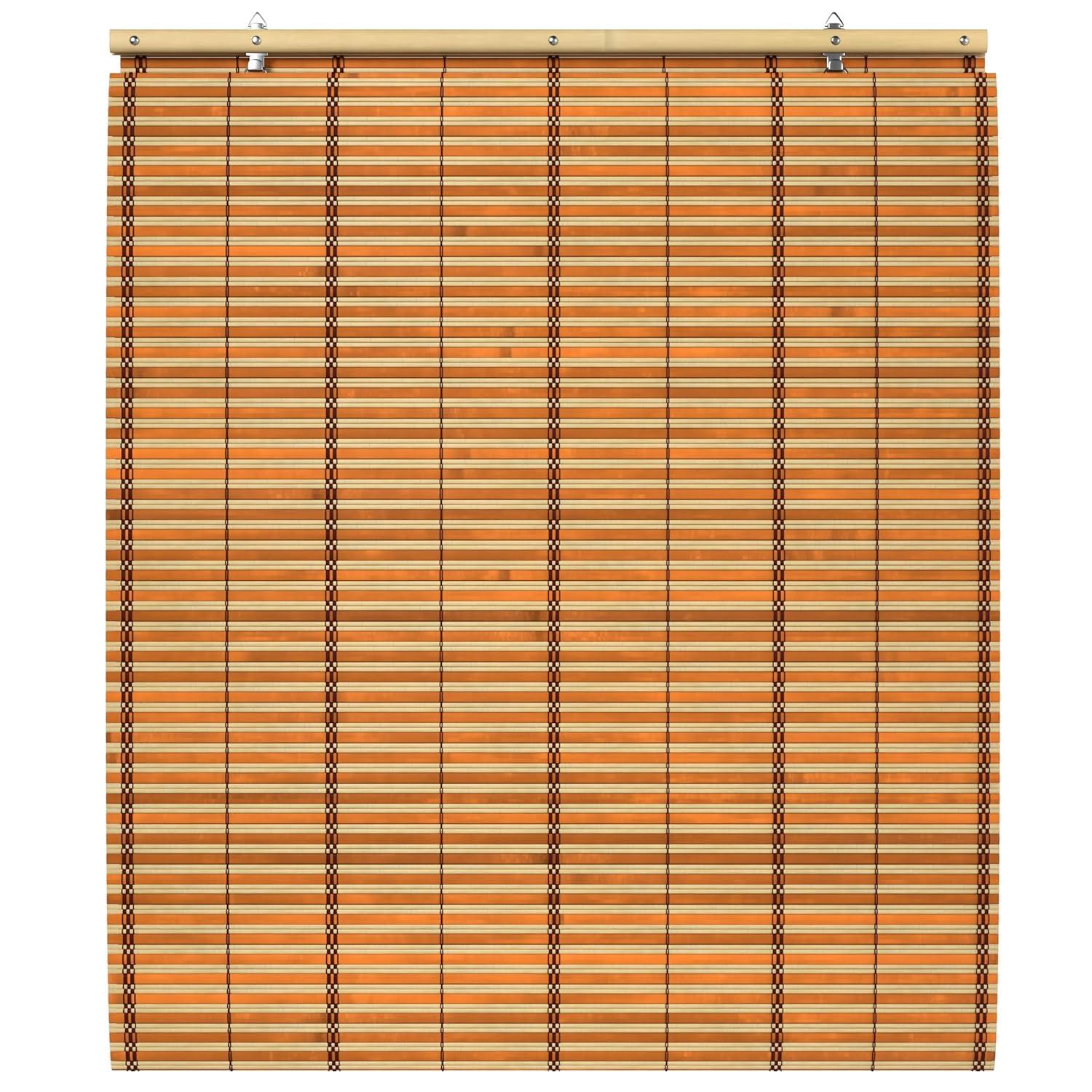 Burnt Bamboo Cordless Window Shade - Two-tone Honey 24" W