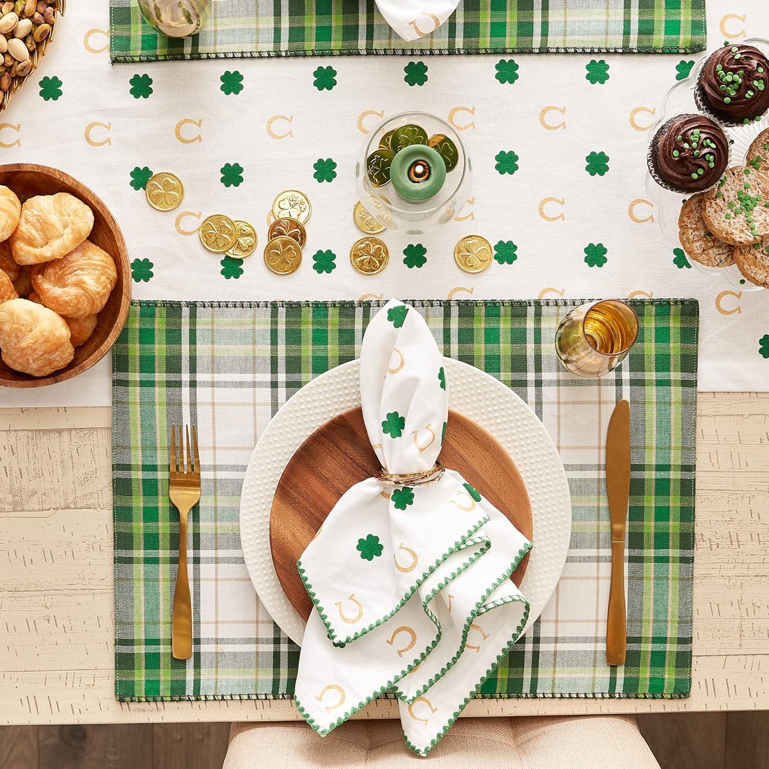 Clover Horseshoe Multicolor Cotton St. Patrick's Day Table Runner 14x72