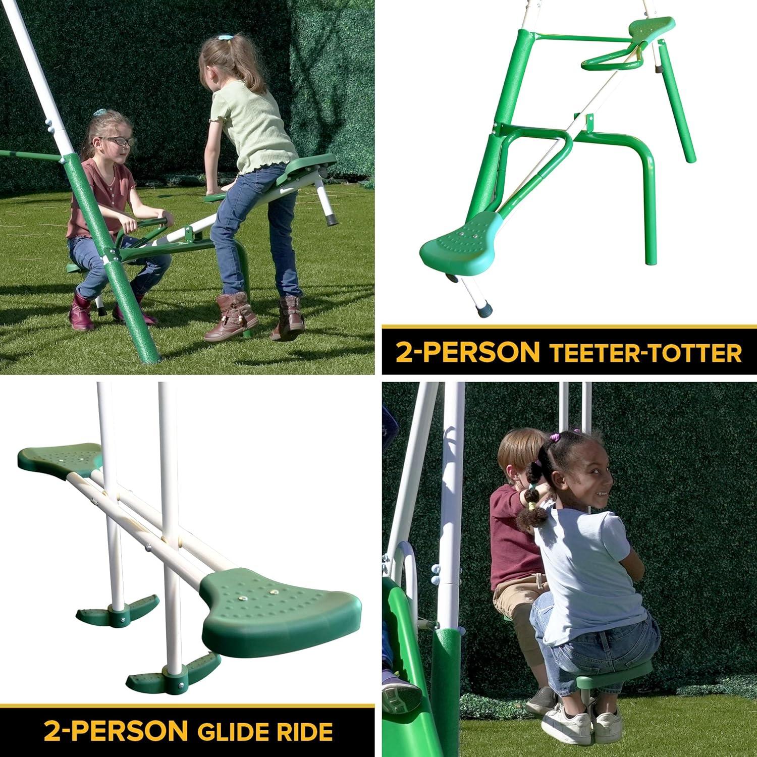 Sportspower Park Ridge Metal with 2 Standing Swing and 2 Person Roman Glider Teeter Swing Set