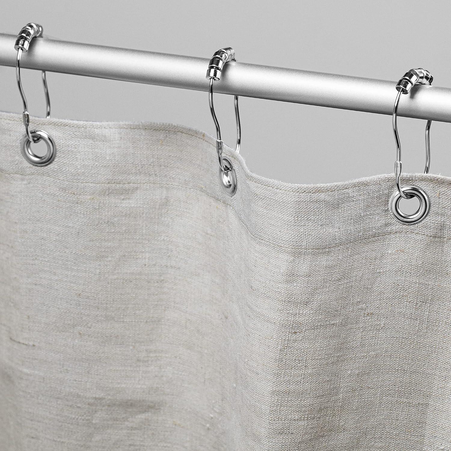 Natural Hemp 36x74" Stall Shower Curtain - Natural fabric Leakproof curtain for luxury bathroom decor - White
