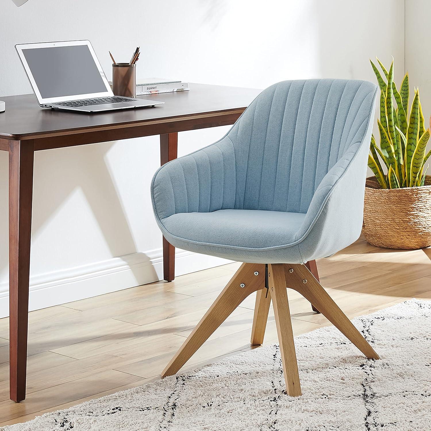 Art Leon Modern Accent Chair for Living Room, Velvet Swivel Desk Chair with Wood Legs, Royal Blue