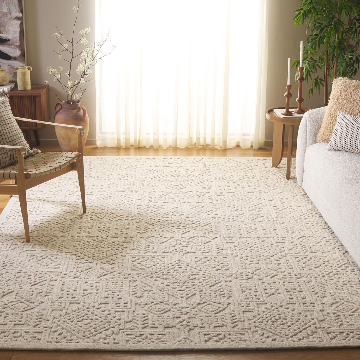 SAFAVIEH Textural Cooper Geometric Area Rug, Ivory, 8' x 10'