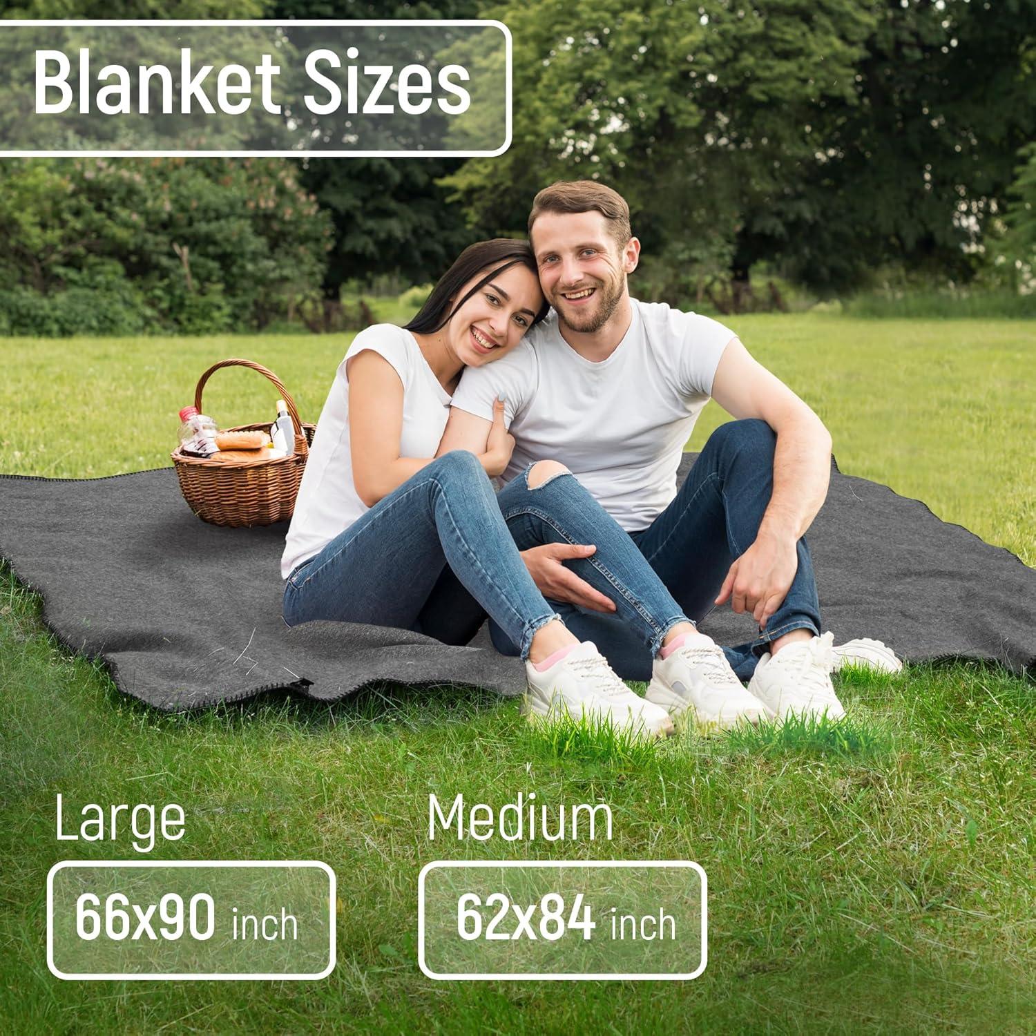 Jmr Usa Inc. Military Wool Blanket for Camping, Emergency and Everyday Use, Fire Retardant Extra Thick and Warm Outdoor Wool Blanket, 80% Wool, Grey, Size 66X90.