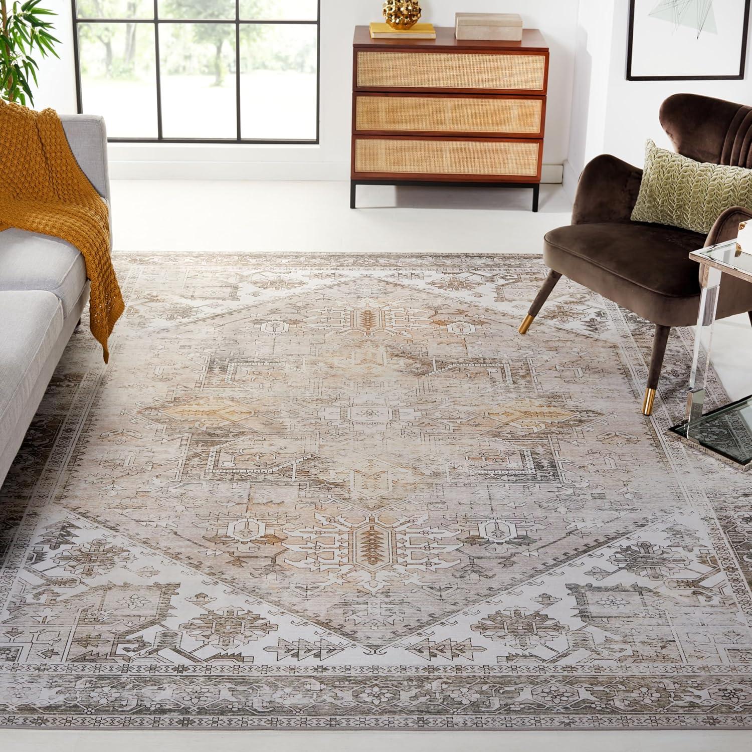 Tucson Vintage Persian TSN102 Power Loomed Machine Washable Skid-Resistant Indoor Area Rug - Beige/Grey - 8'x10' - Safavieh