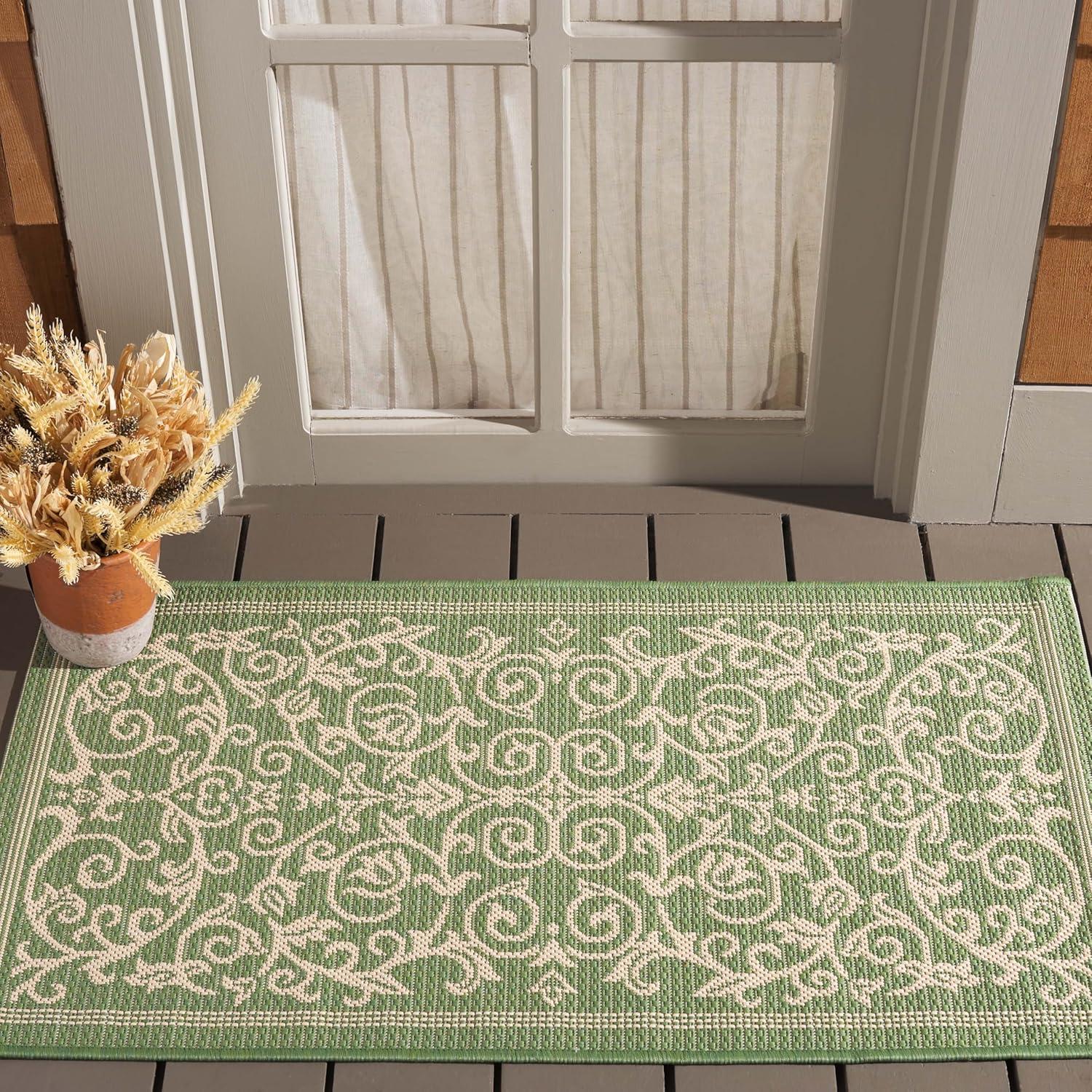 Courtyard CY2098 Power Loomed Indoor and Outdoor Accent Rug - Olive/Natural - 2'7"x5' - Safavieh