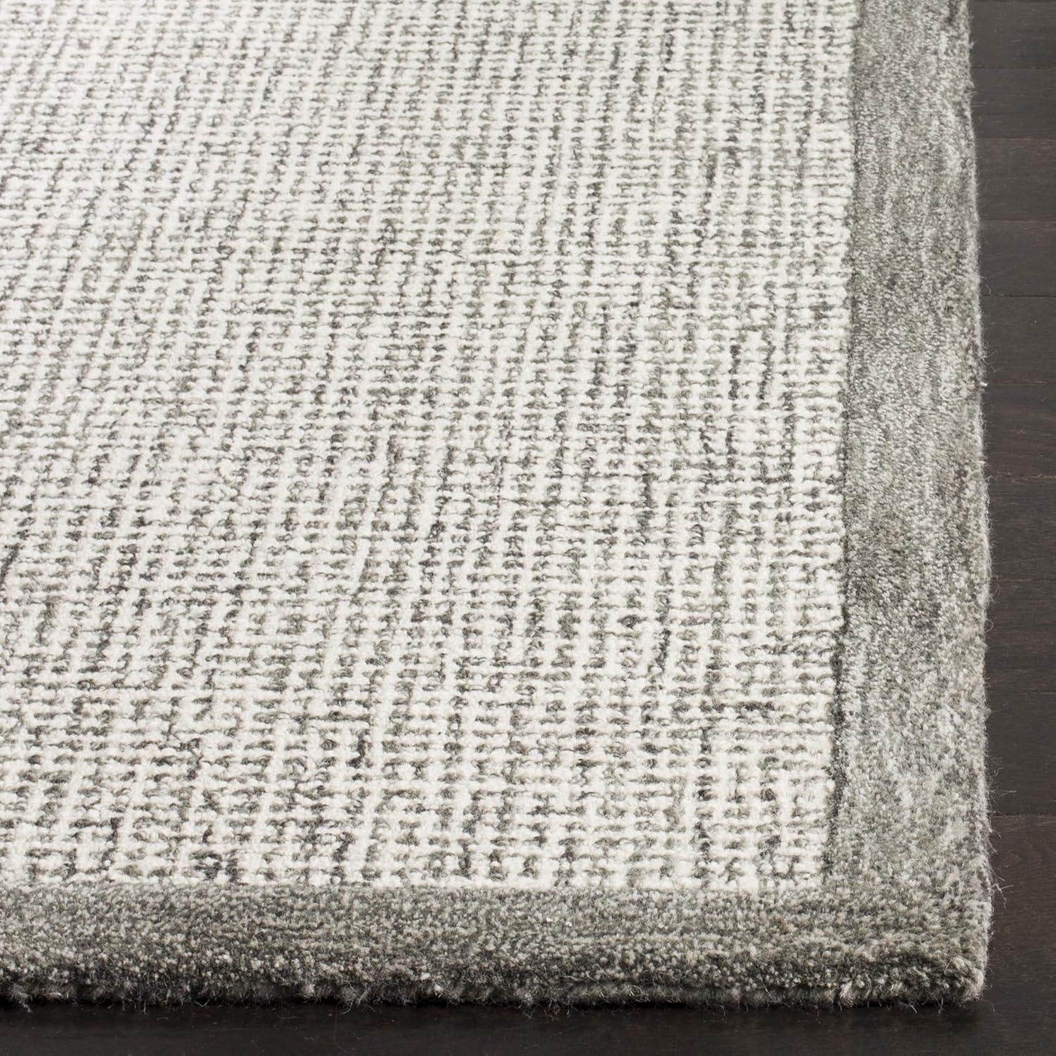 SAFAVIEH Abstract Clive Bordered Wool Area Rug, Sage/Ivory, 4' x 6'