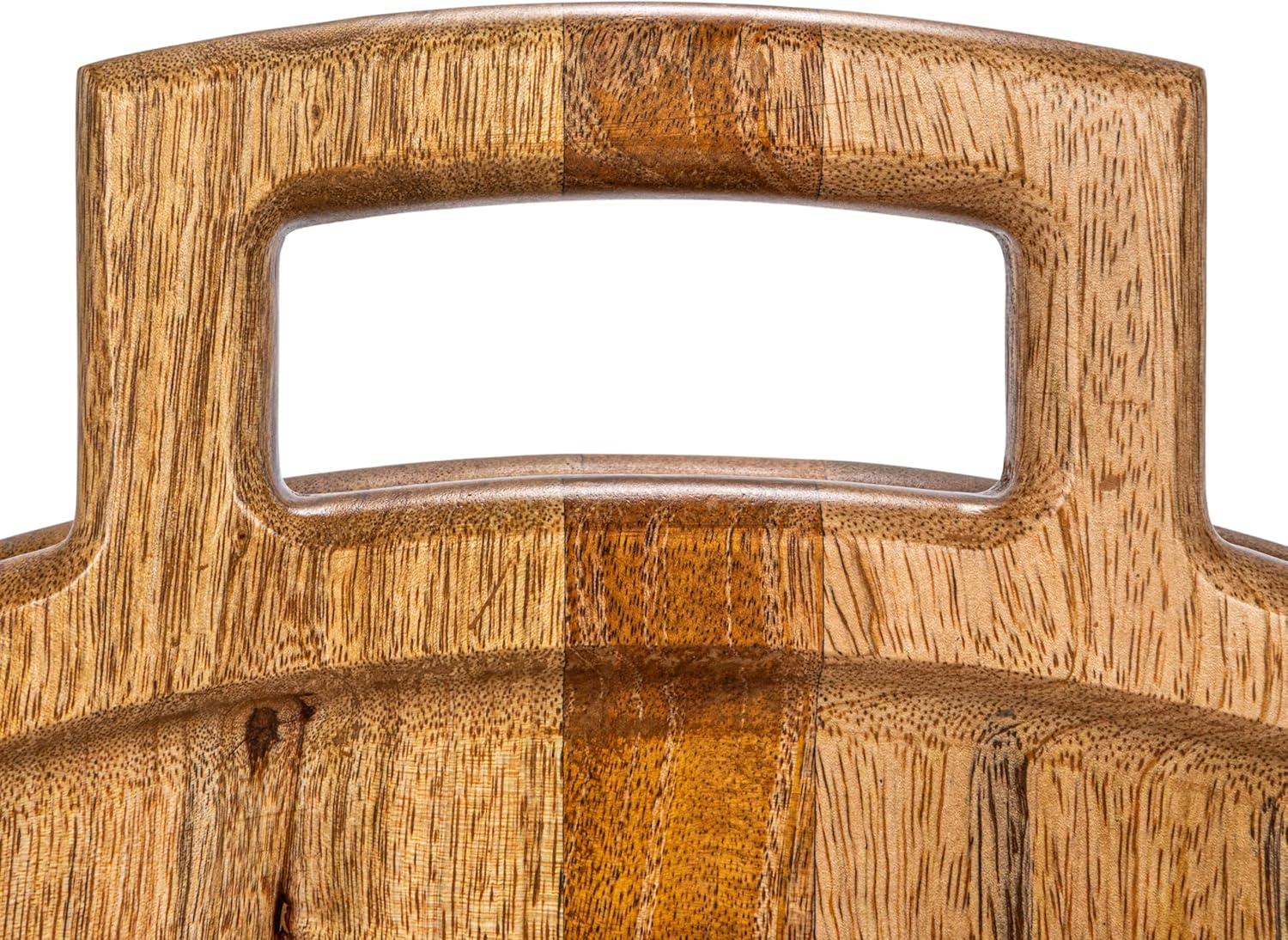 Natural Mango Wood and Gold Stainless Steel Folding Cheese Board