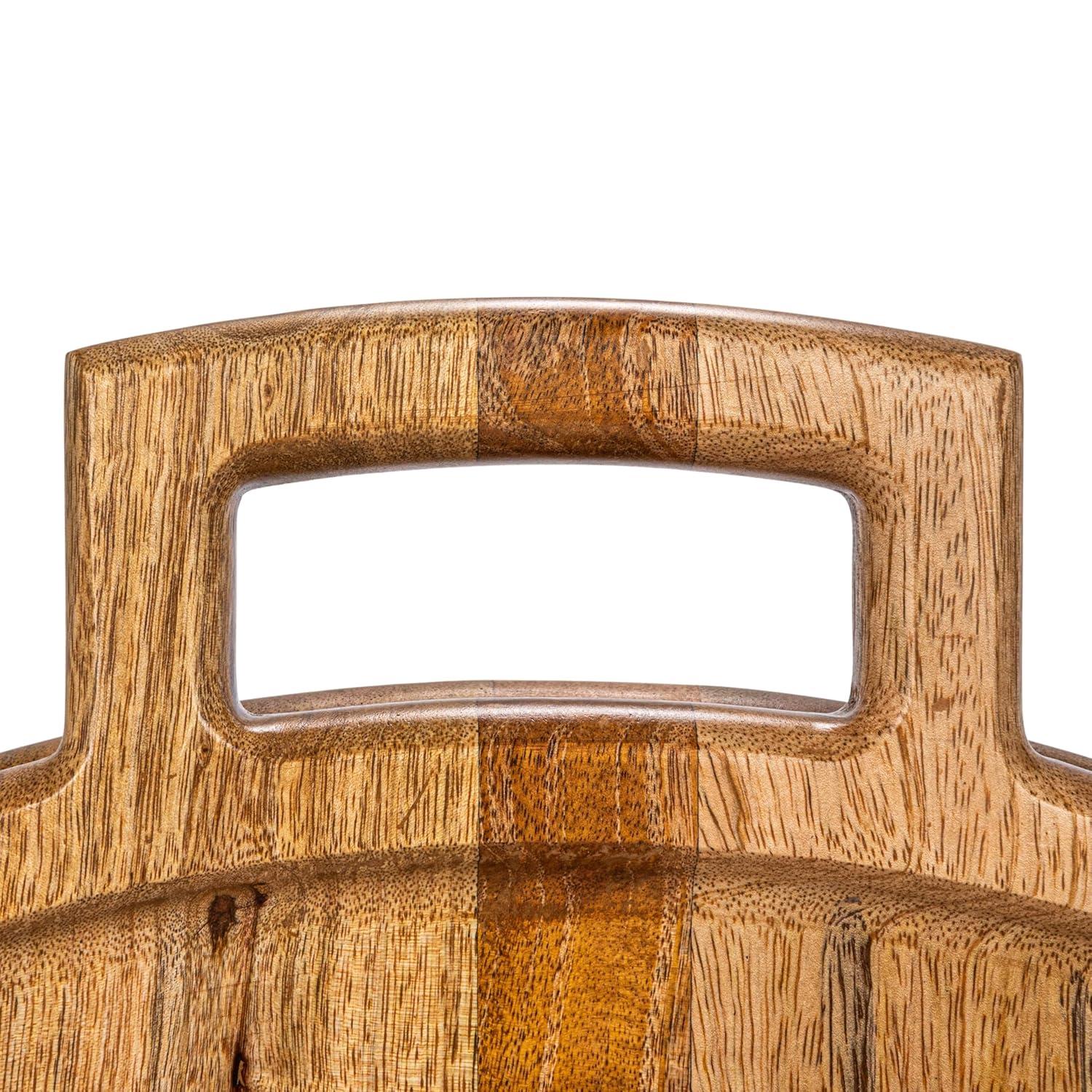 Natural Mango Wood and Gold Stainless Steel Folding Cheese Board