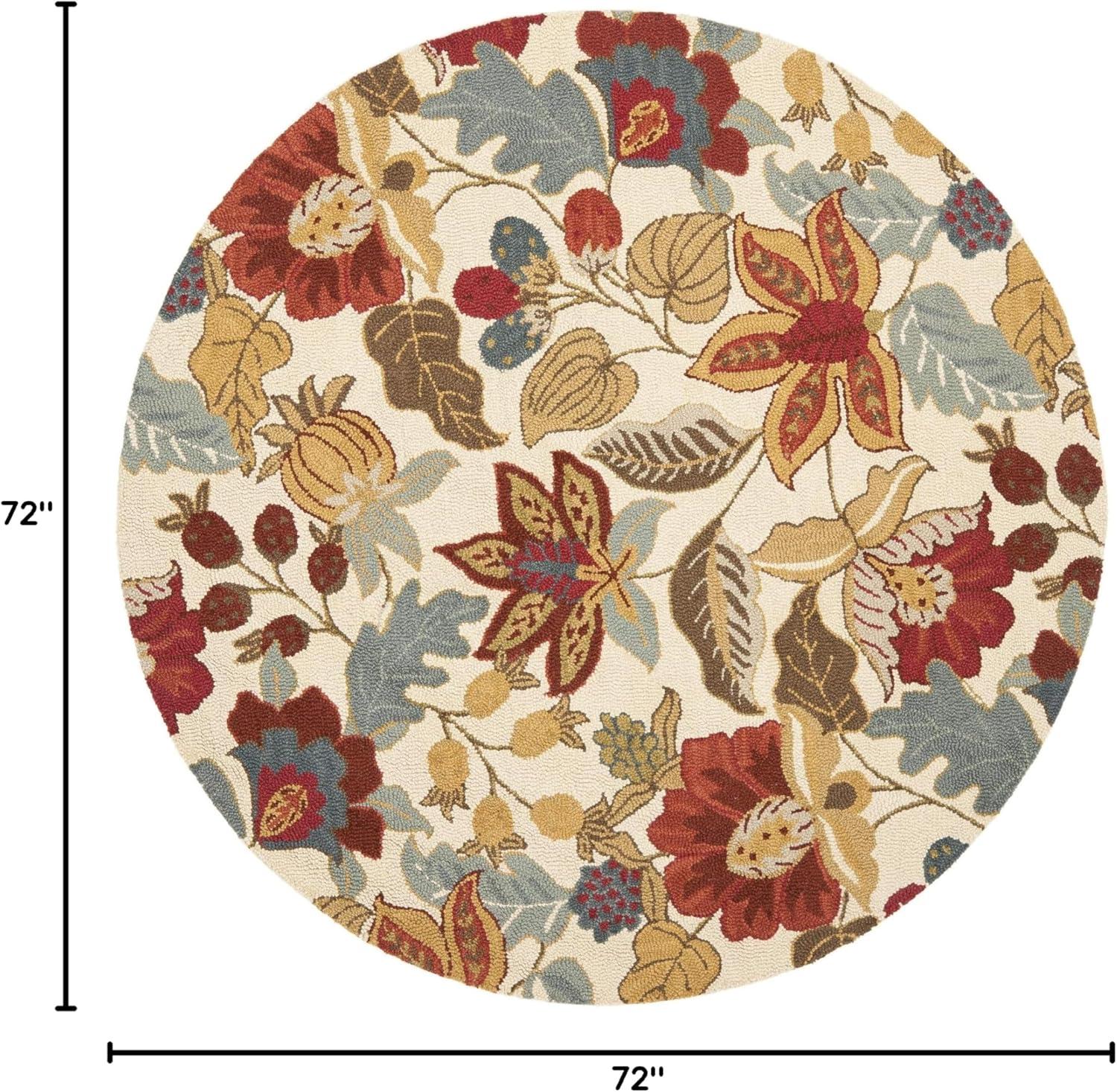 Blossom BLM863 Hand Hooked Area Rug - Ivory/Multi - 6' Round - Safavieh.
